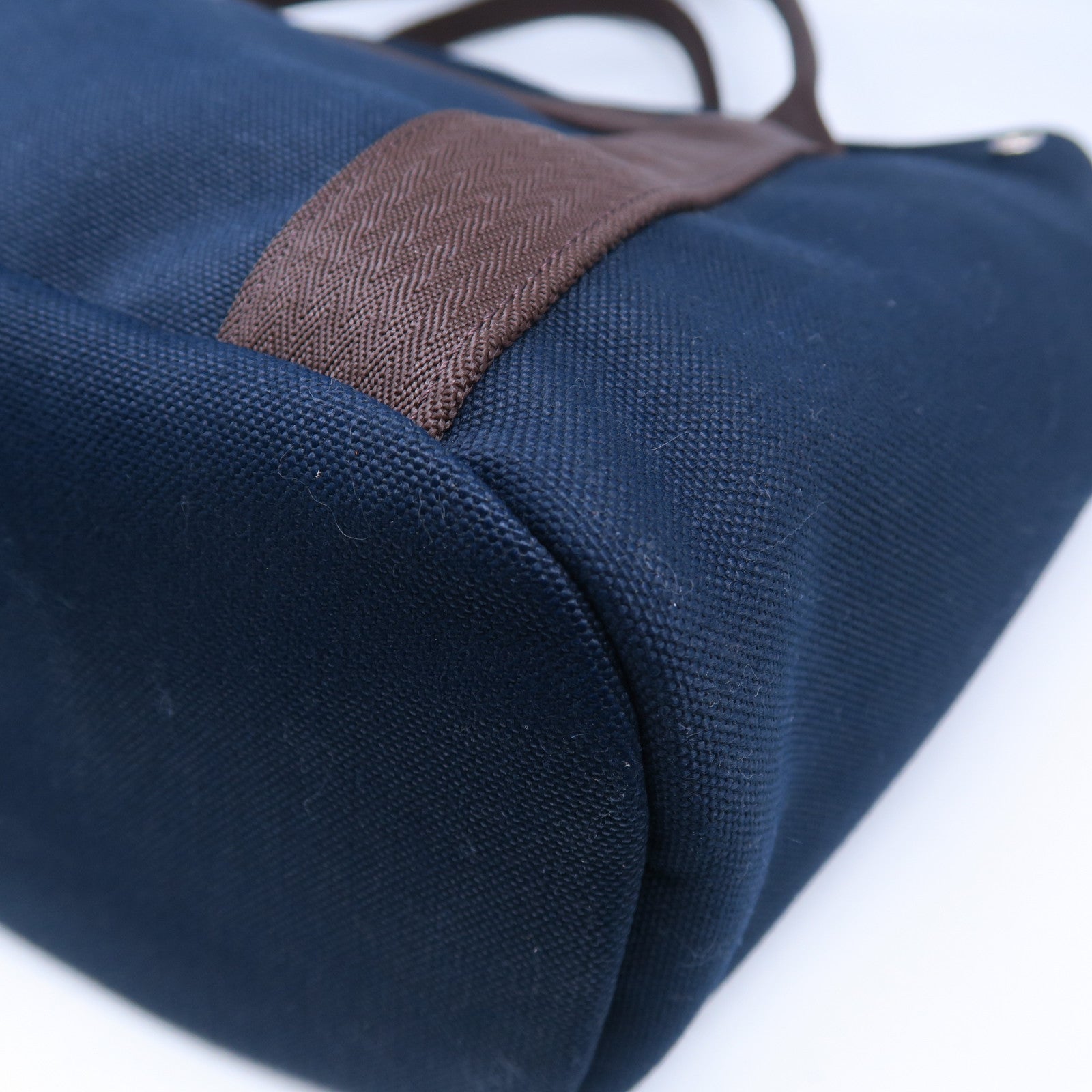 HERMES 帆布Sac De Pansage Groom銀扣手挽肩背兩用袋Bleu Indigo靛藍色/Feu火焰橘色