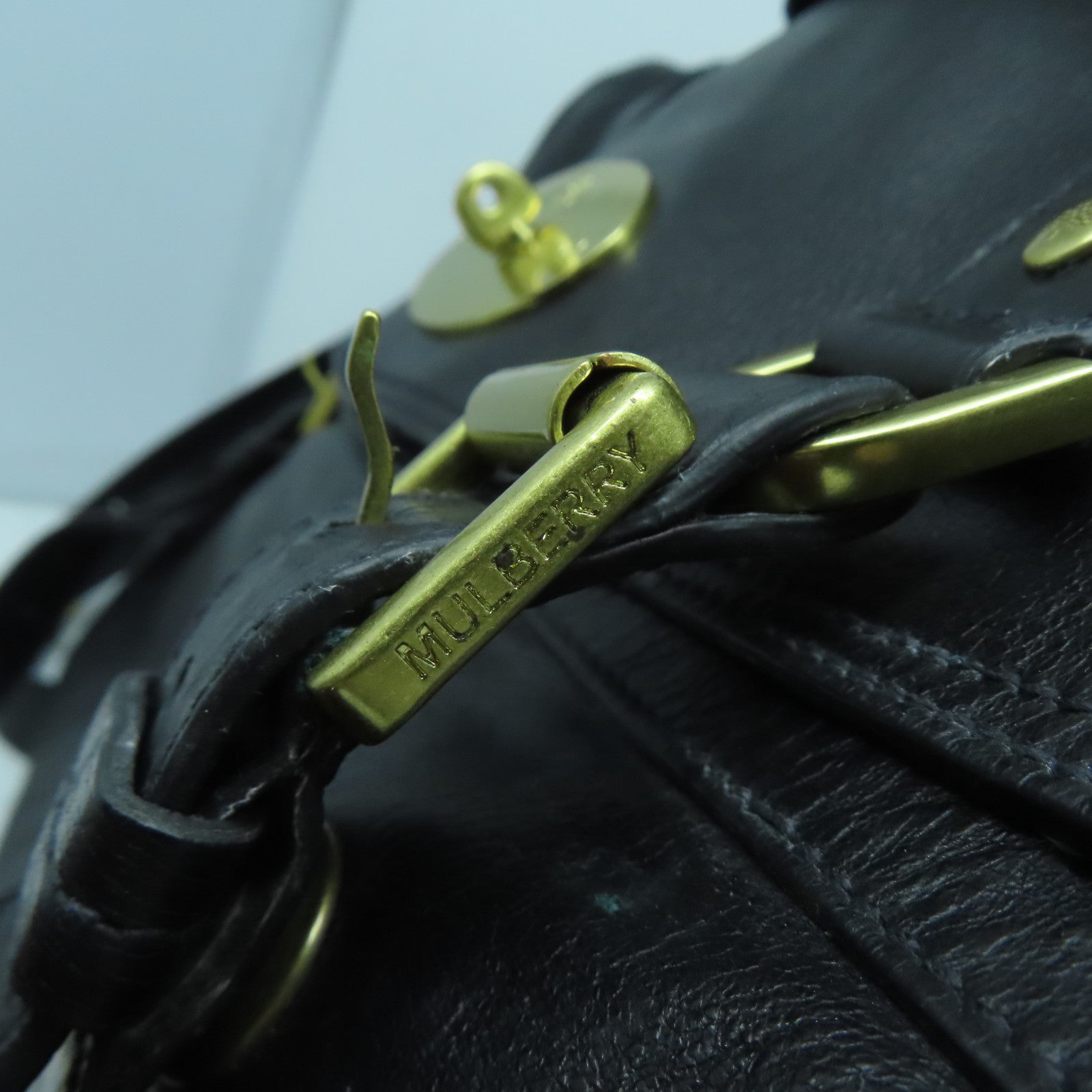MULBERRY 牛皮皮革Shoulder Bag金扣手挽肩背兩用袋黑色