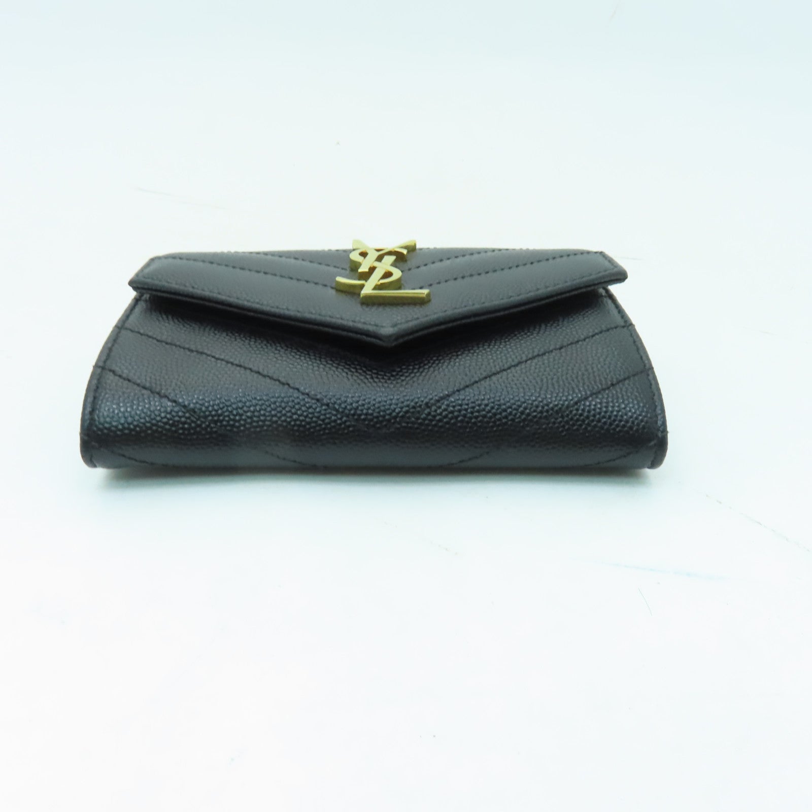 YVES SAINT LAURENT 牛皮皮革Coin Purse/Card Case金扣零錢包/卡片套黑色