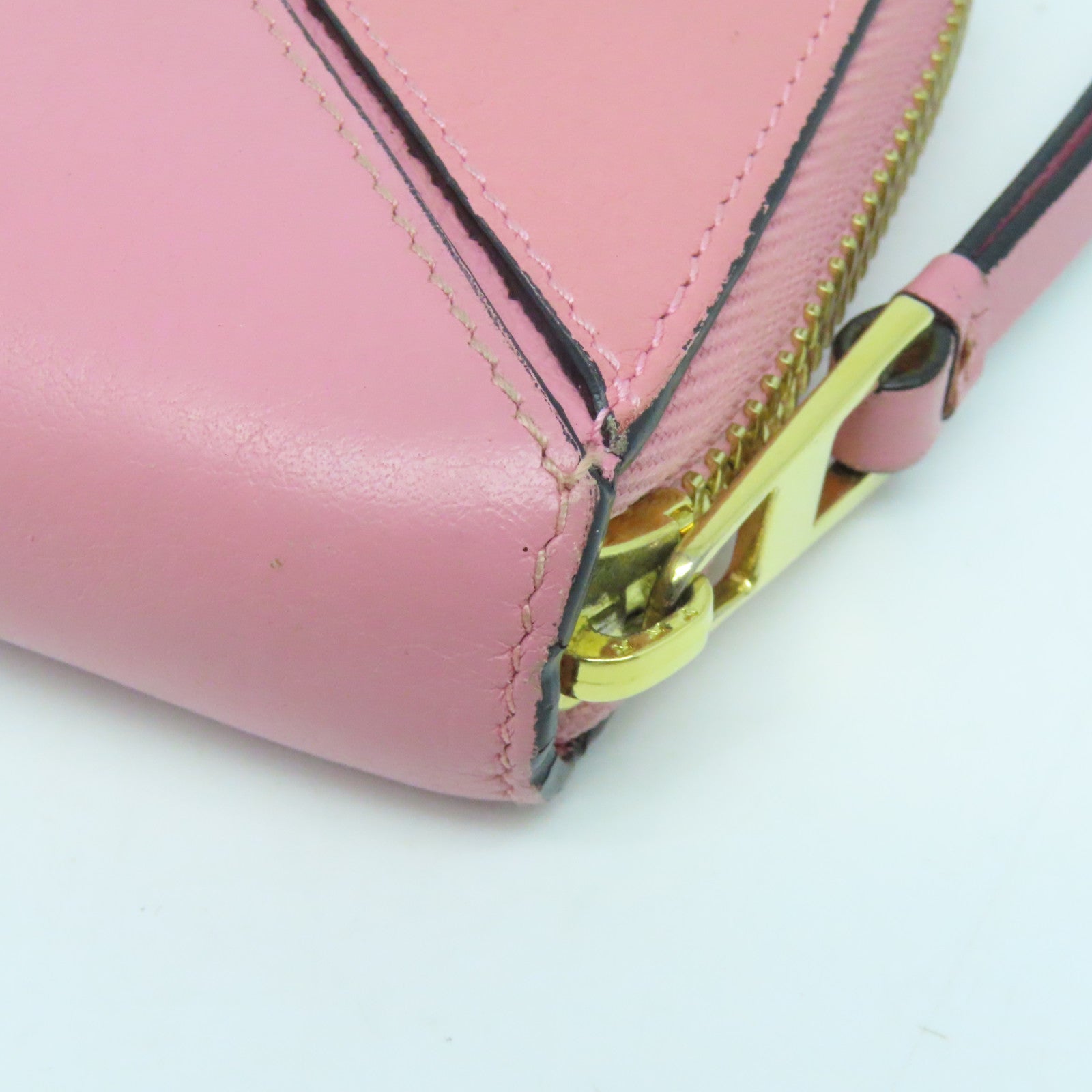 LOEWE 牛皮皮革Zipped Long Wallet金扣长钱包粉红色