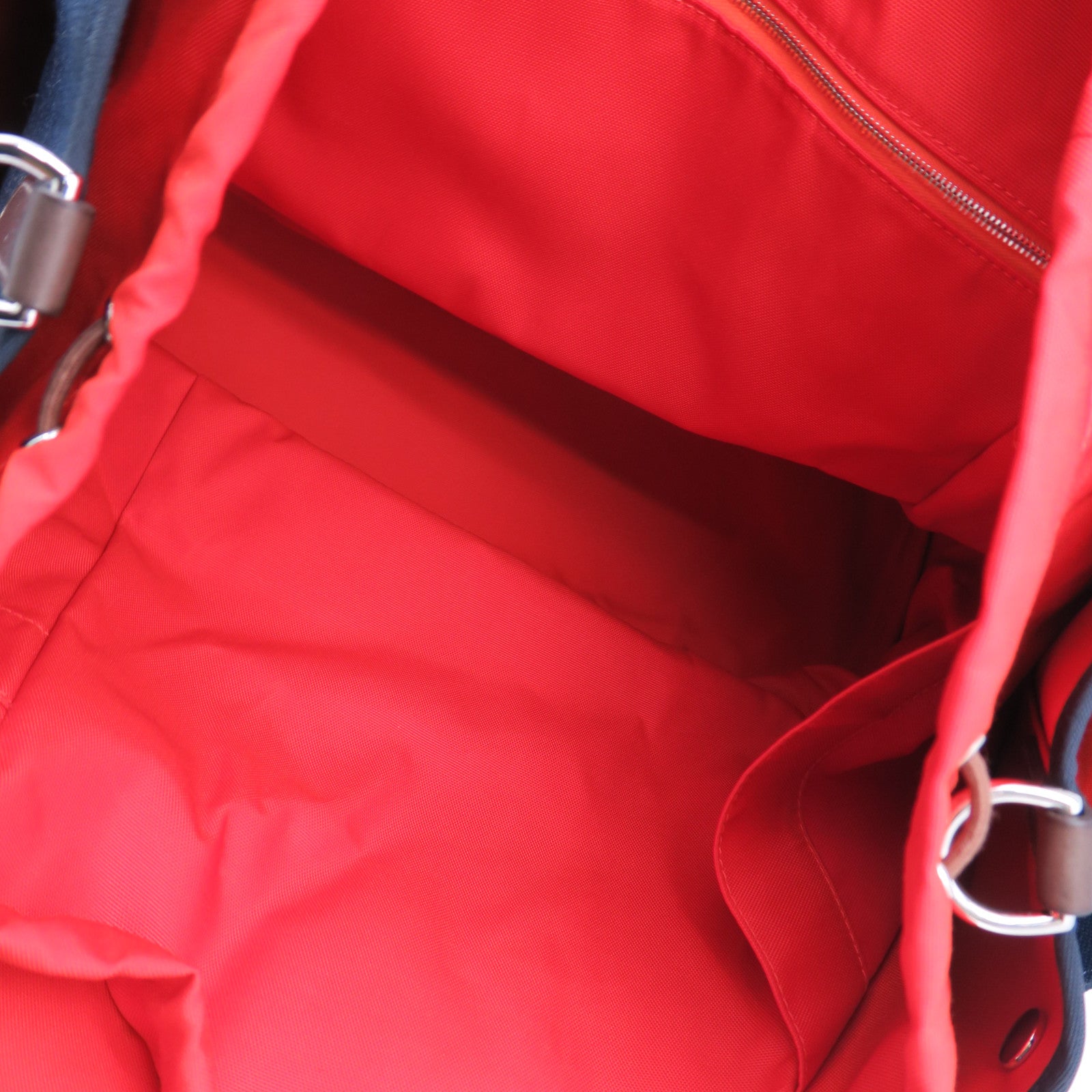 HERMES 帆布Sac De Pansage Groom銀扣手挽肩背兩用袋Bleu Indigo靛藍色/Feu火焰橘色
