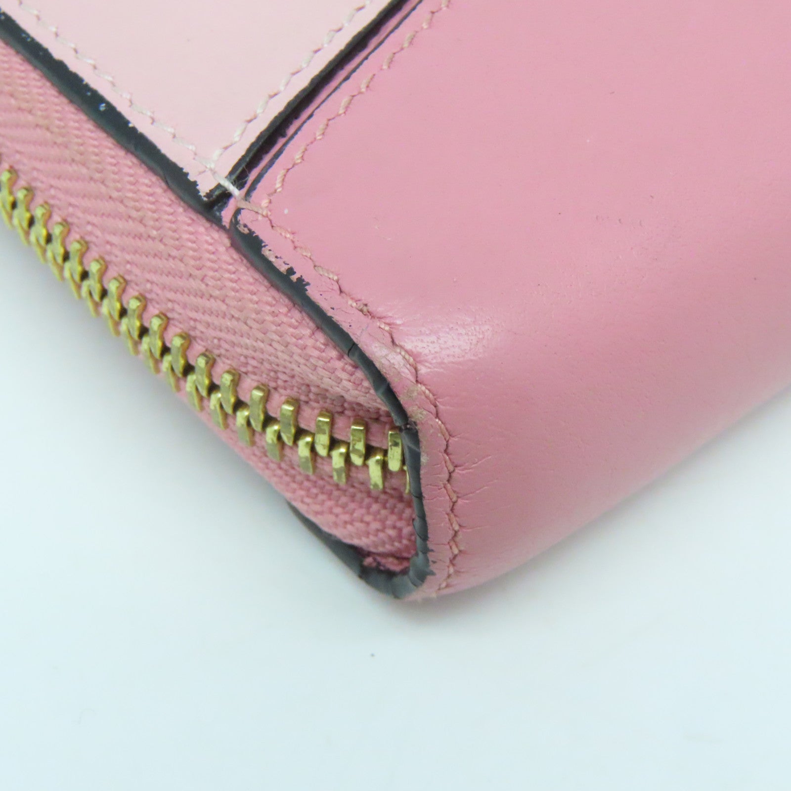 LOEWE 牛皮皮革Zipped Long Wallet金扣长钱包粉红色