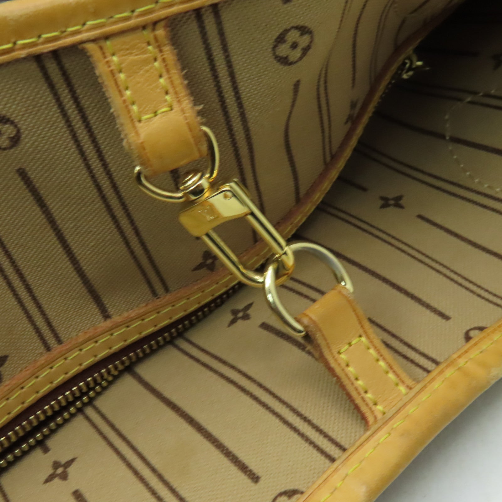 LOUIS VUITTON Monogram Neverfull MM金扣手挽袋啡色