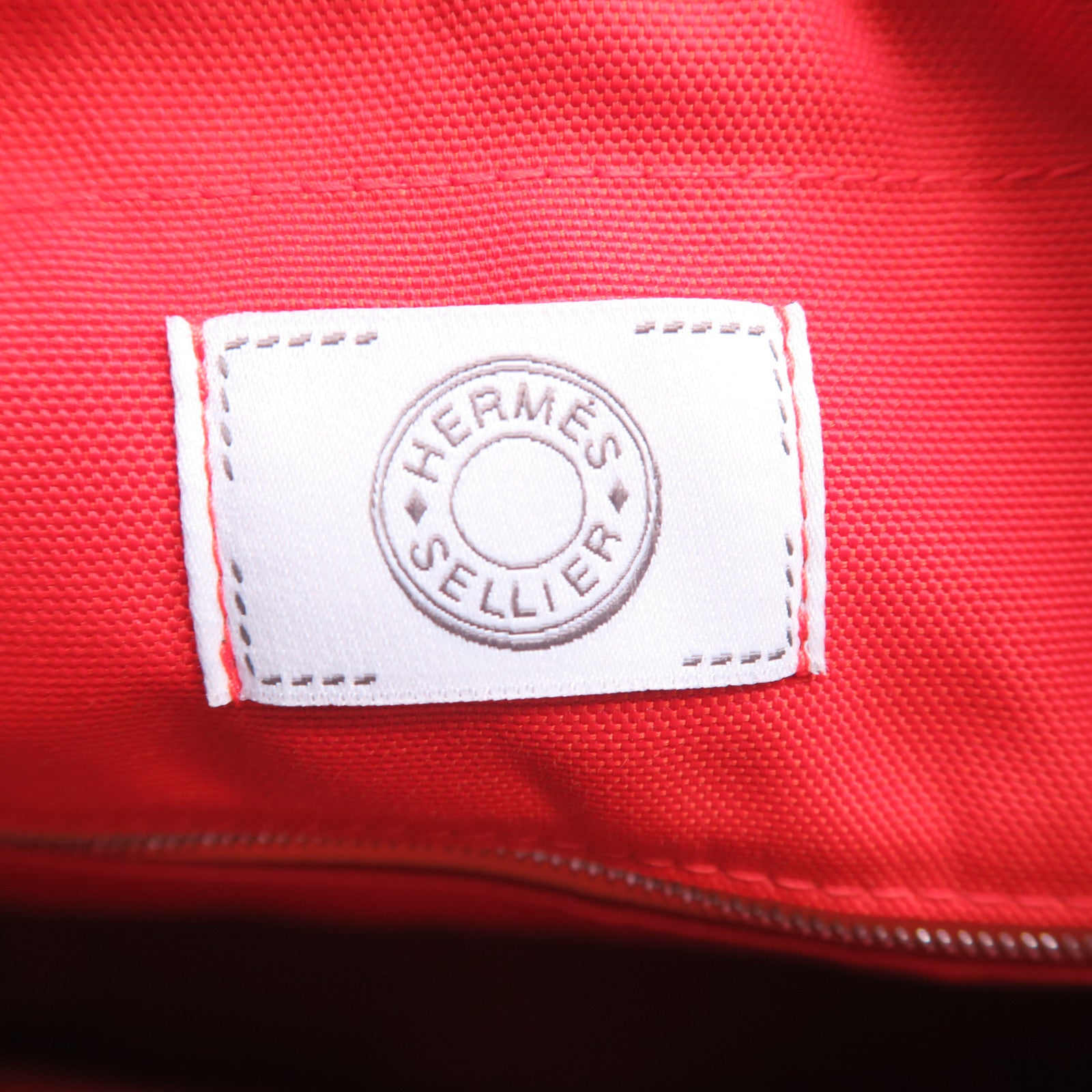 HERMES 帆布Sac De Pansage Groom銀扣手挽肩背兩用袋Bleu Indigo靛藍色/Feu火焰橘色