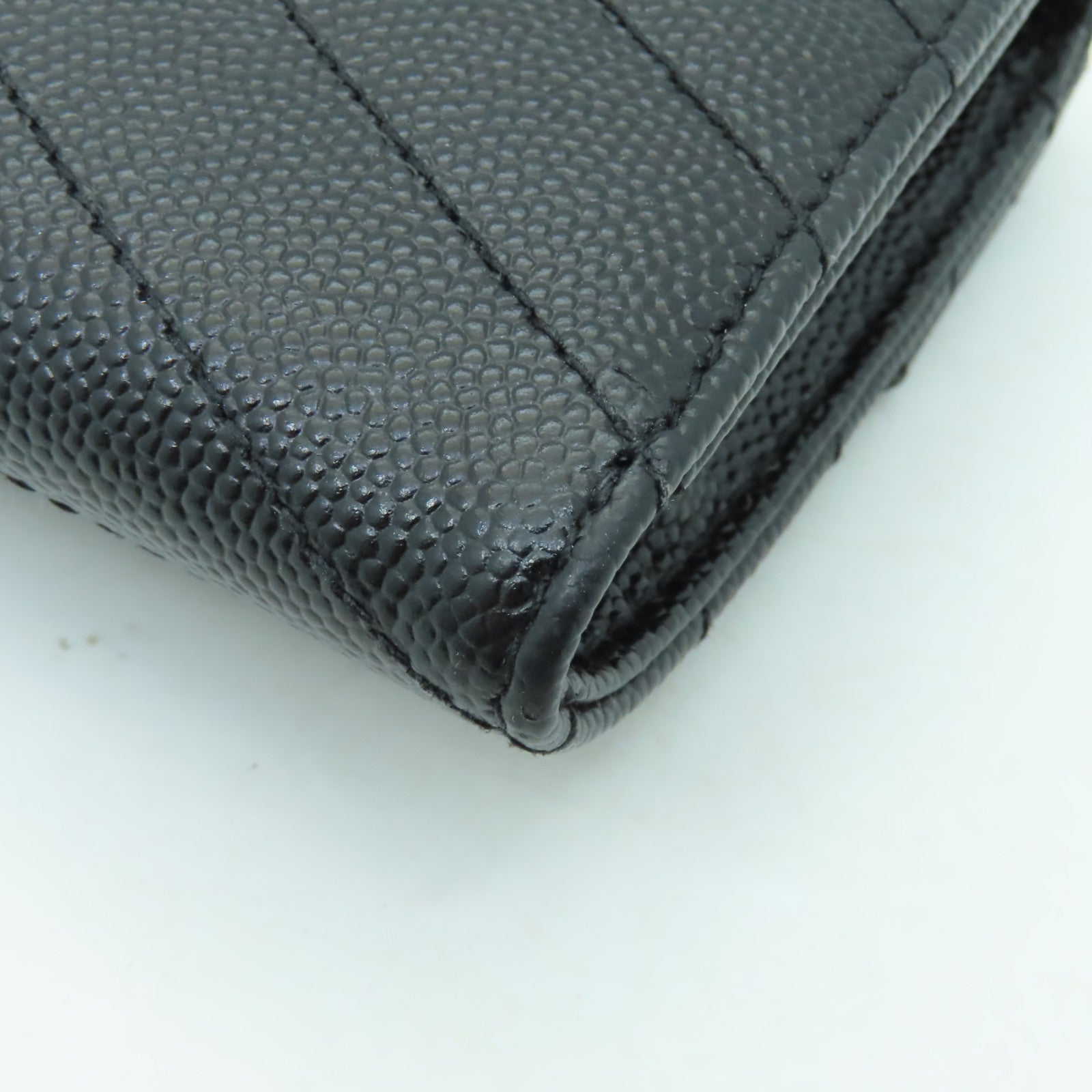 YVES SAINT LAURENT 牛皮皮革Coin Purse/Card Case金扣零錢包/卡片套黑色