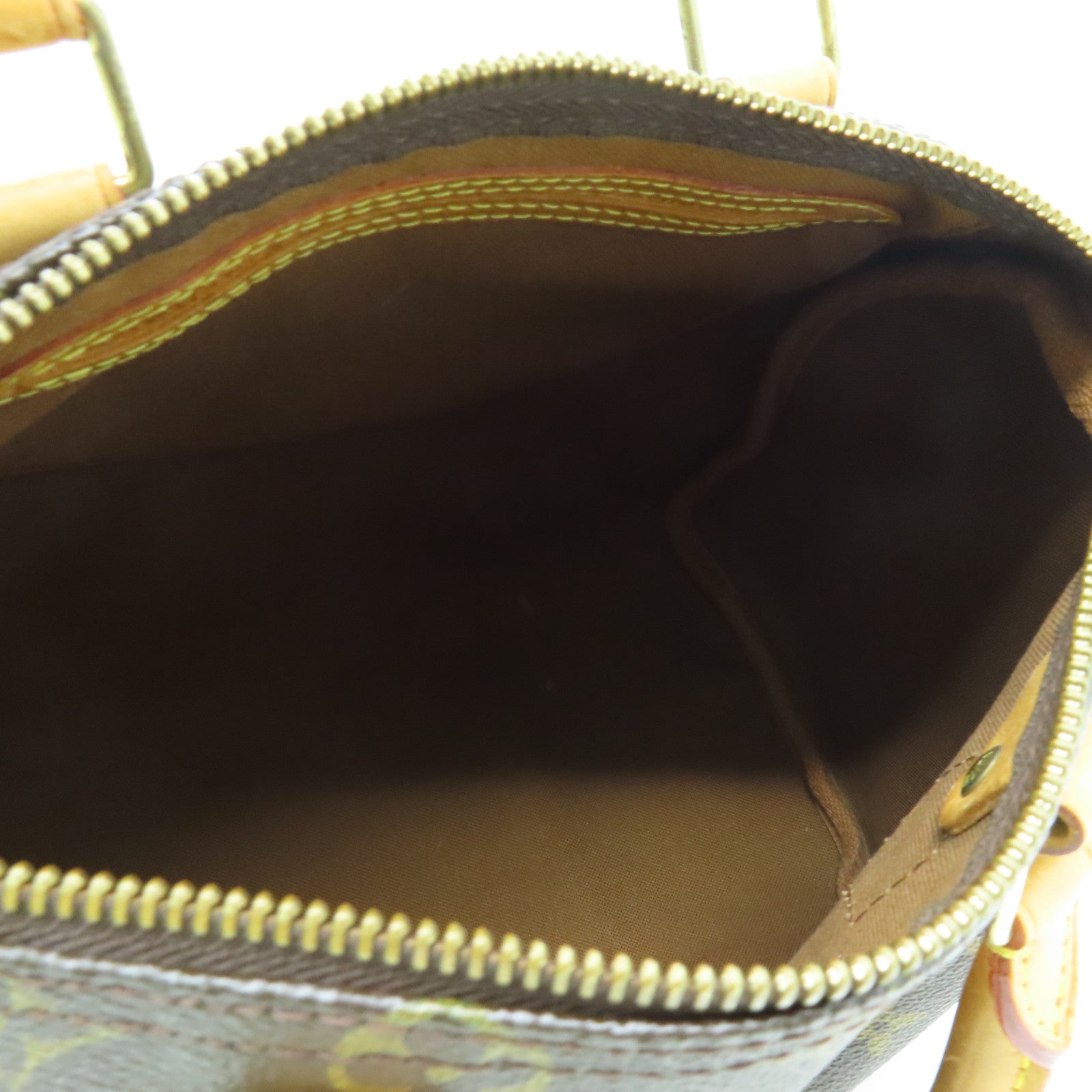 LOUIS VUITTON Monogram Speedy 25 Gold Buckle Hand Bag Brown