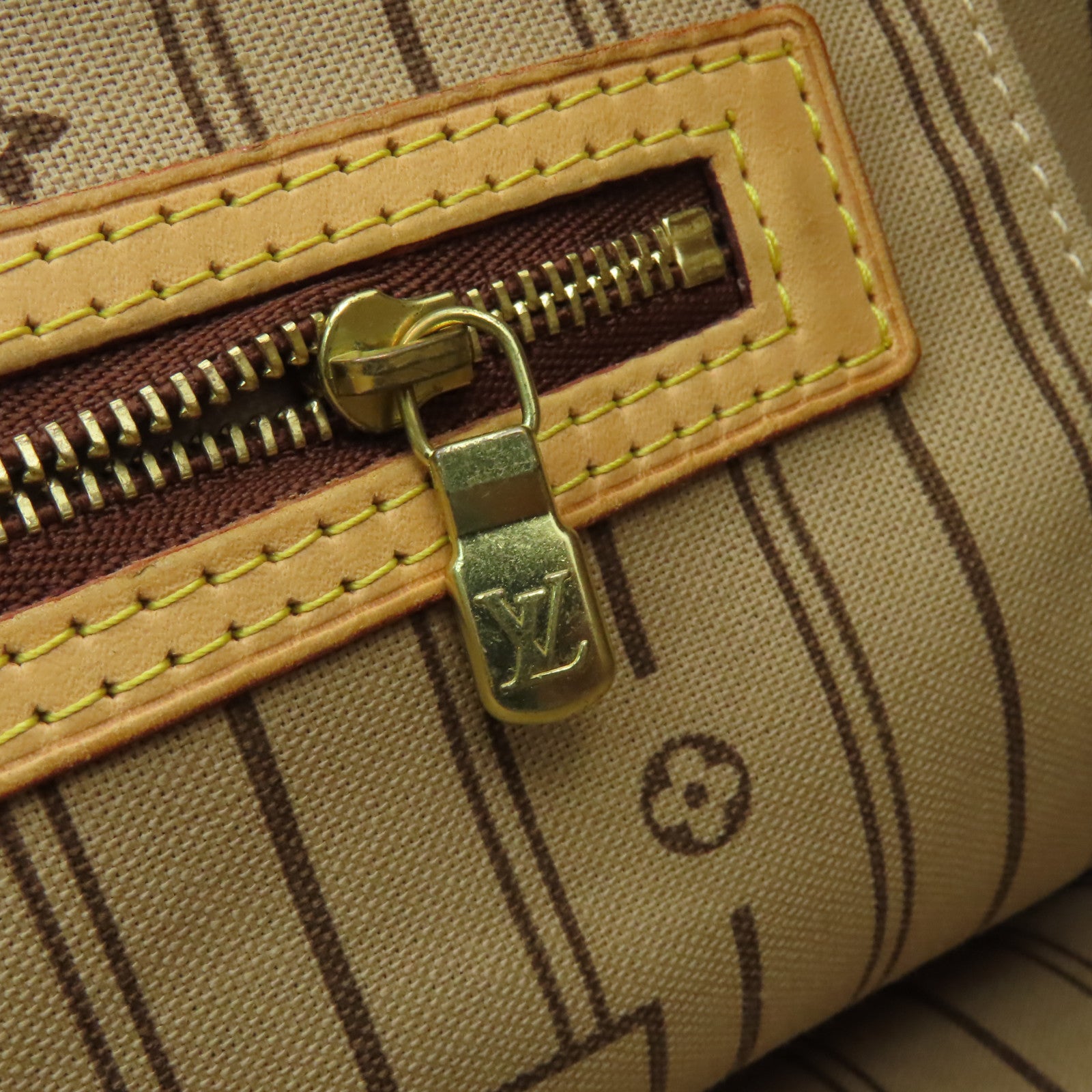 LOUIS VUITTON Monogram Neverfull MM金扣手挽袋啡色