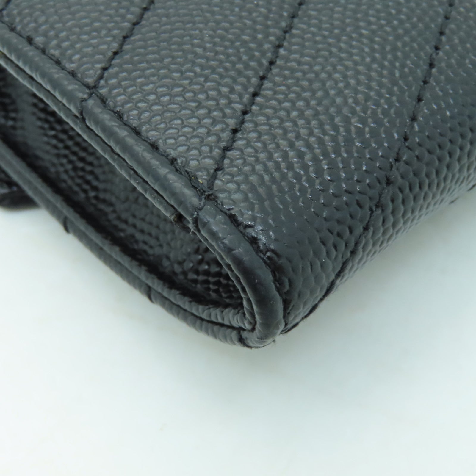 YVES SAINT LAURENT 牛皮皮革Coin Purse/Card Case金扣零錢包/卡片套黑色