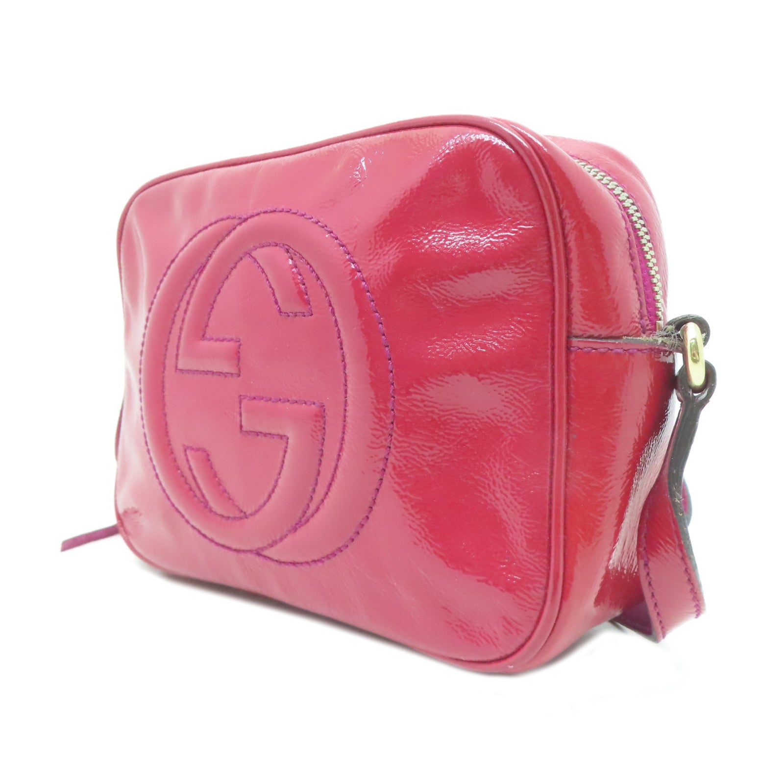GUCCI 漆皮皮革Soho Bag金扣肩背袋紅色