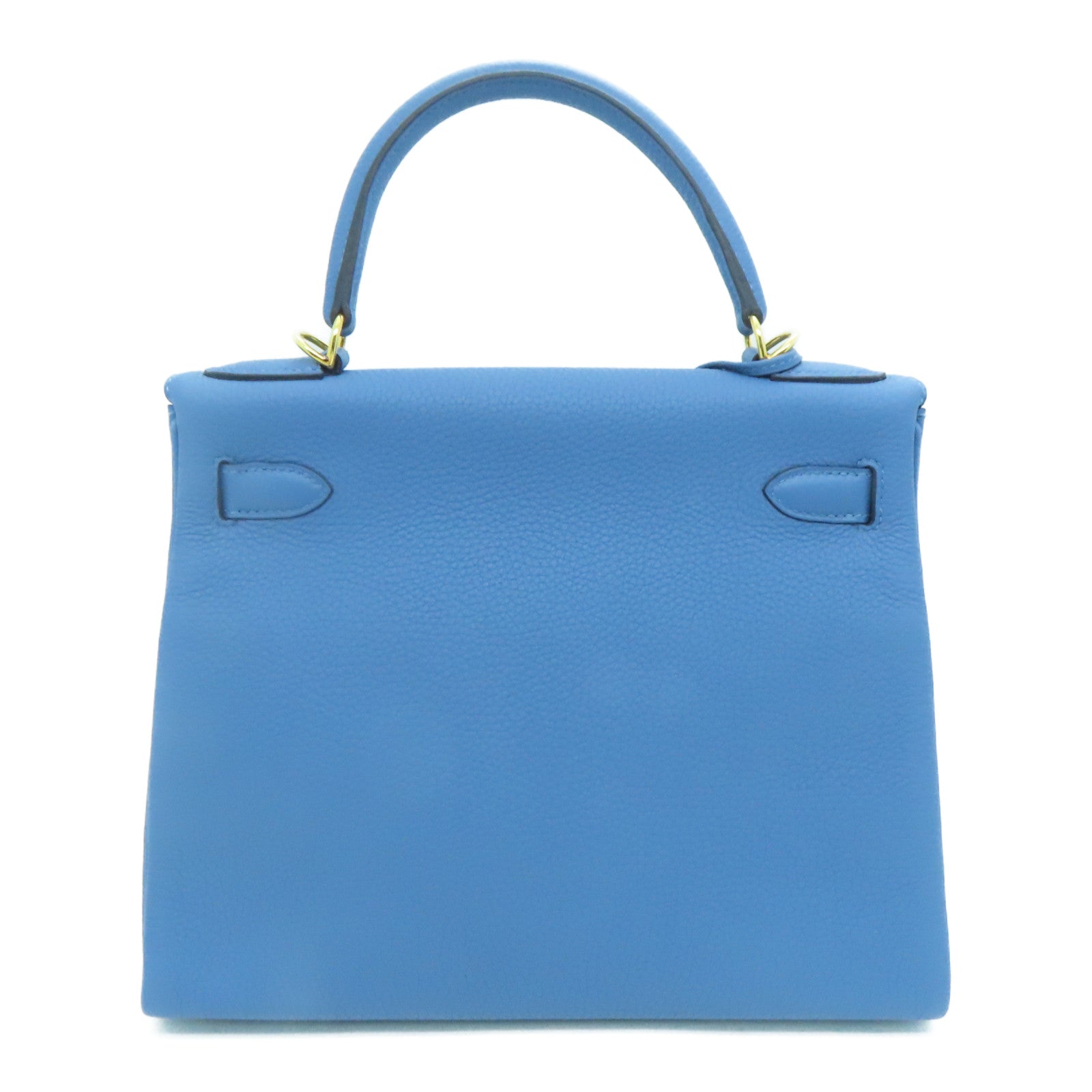 HERMES Togo皮革Kelly 28金扣手挽肩背两用袋蓝色/Blue agate