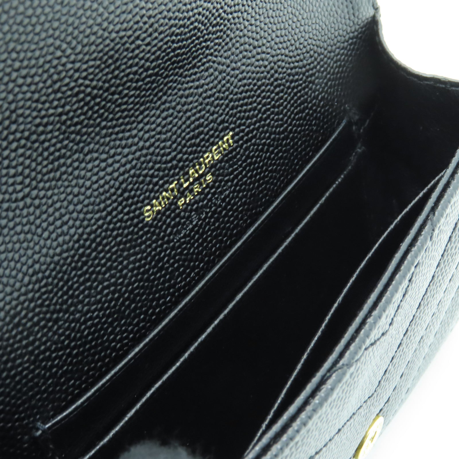 YVES SAINT LAURENT 牛皮皮革Coin Purse/Card Case金扣零錢包/卡片套黑色