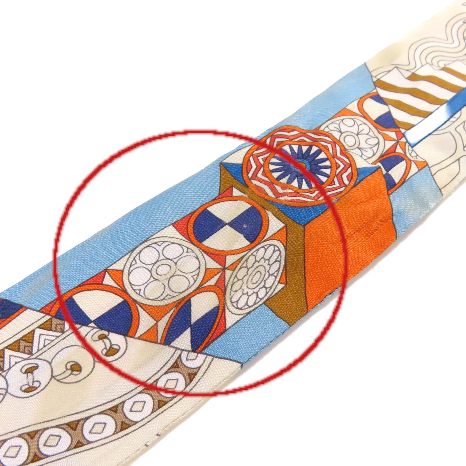 HERMES 絲質Twilly Scarf絲巾藍色/橙色/彩色
