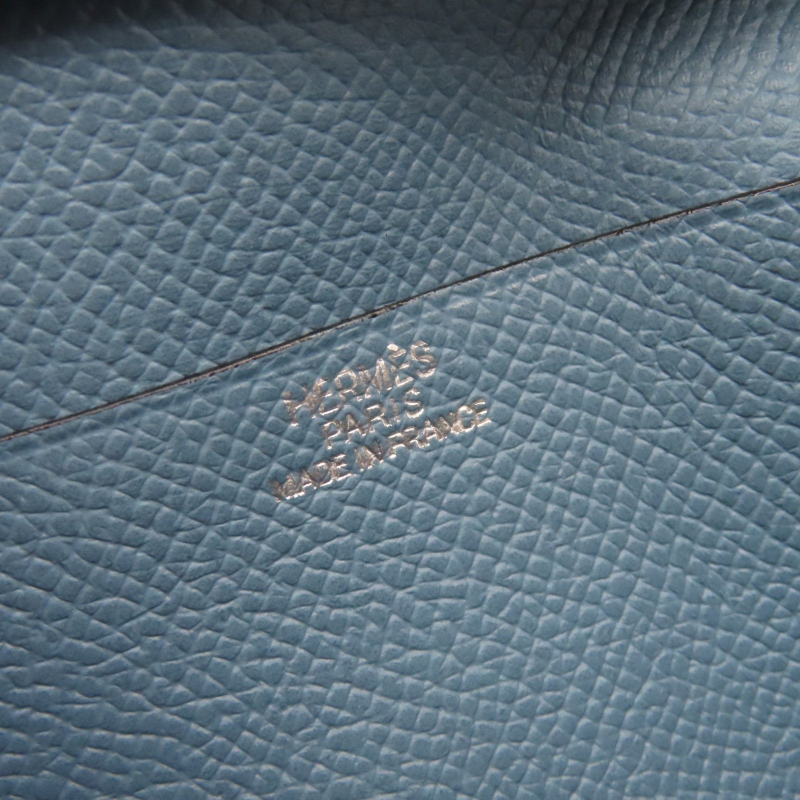HERMES 【激減優惠】Epsom皮革Bearn W Snap Long Wallet銀扣長錢包Blue Jean牛仔藍