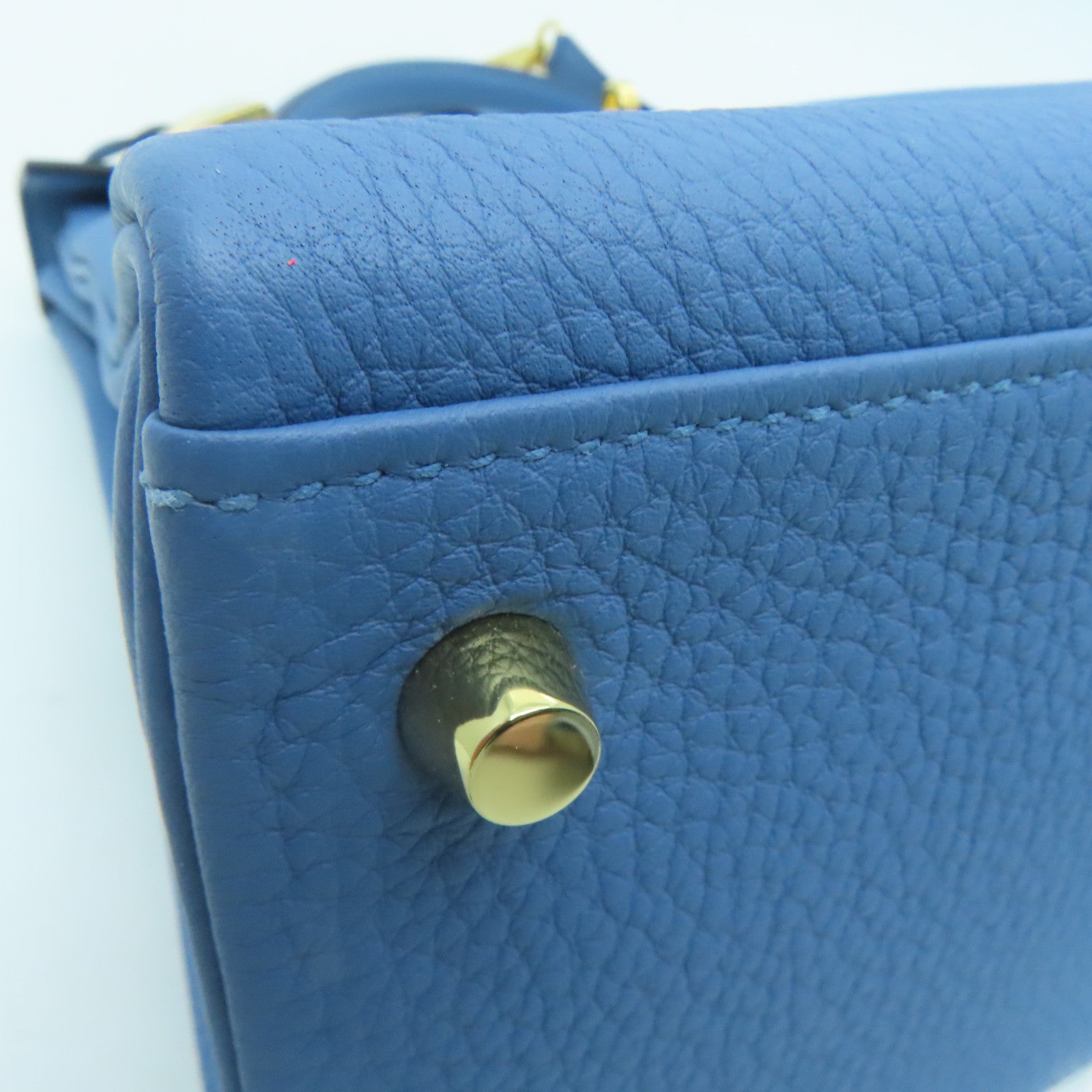 HERMES Togo皮革Kelly 28金扣手挽肩背两用袋蓝色/Blue agate