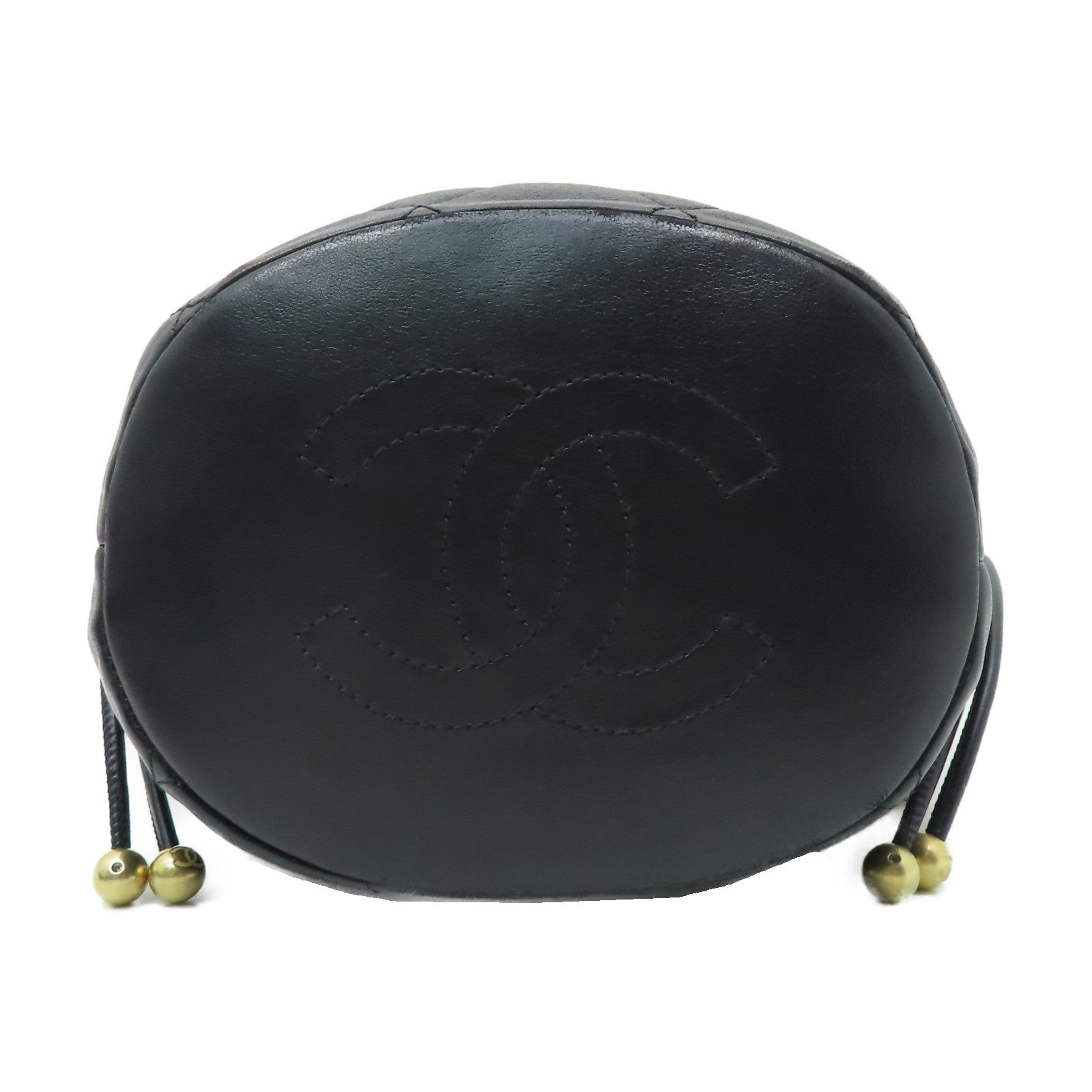 CHANEL 菱格牛皮皮革Chain Shoulder金扣手挽肩背兩用袋黑色