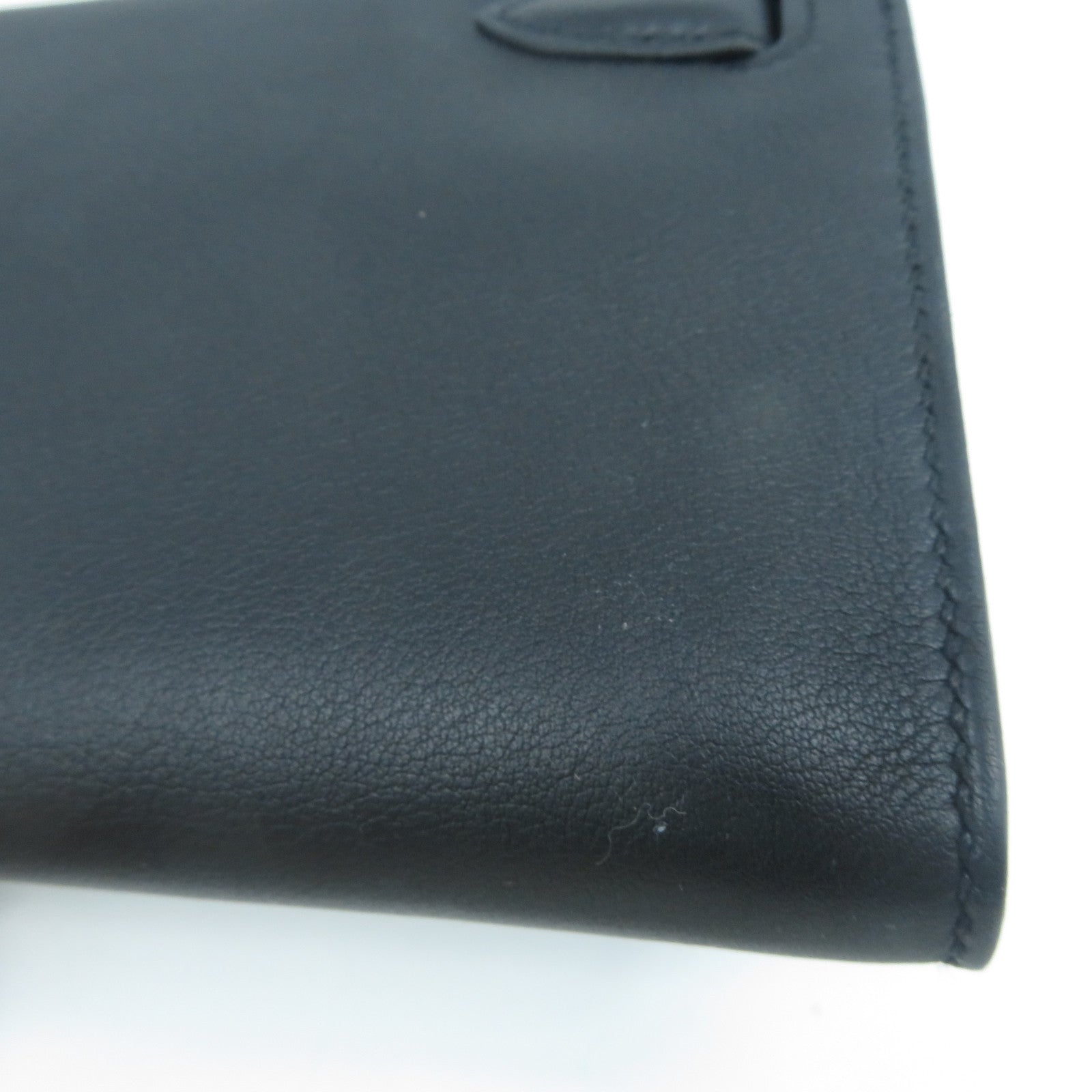 HERMES Swift皮革Kelly Cut金扣手挽袋黑色
