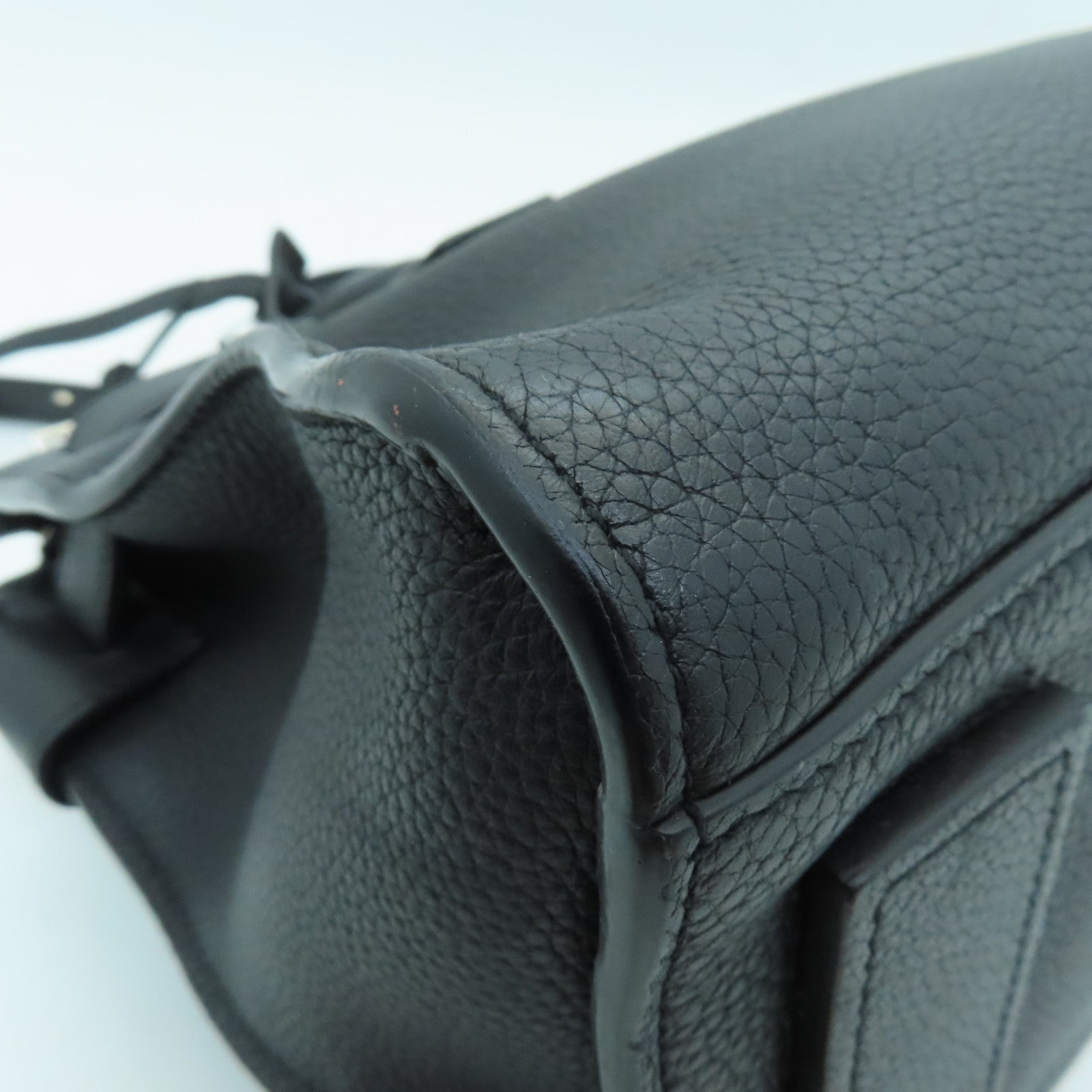 SAINT LAURENT Cowhide Leather 2way Shoulder Bag Silver Buckle Handle Shoulder Bag Black