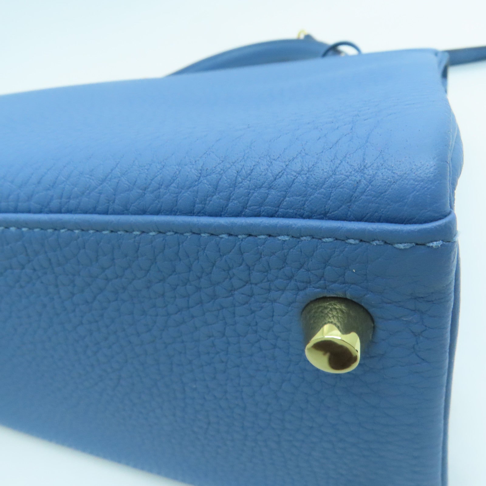 HERMES Togo皮革Kelly 28金扣手挽肩背两用袋蓝色/Blue agate