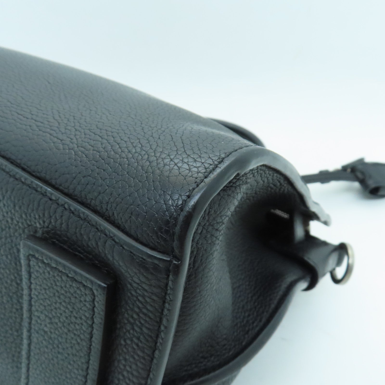 SAINT LAURENT Cowhide Leather 2way Shoulder Bag Silver Buckle Handle Shoulder Bag Black