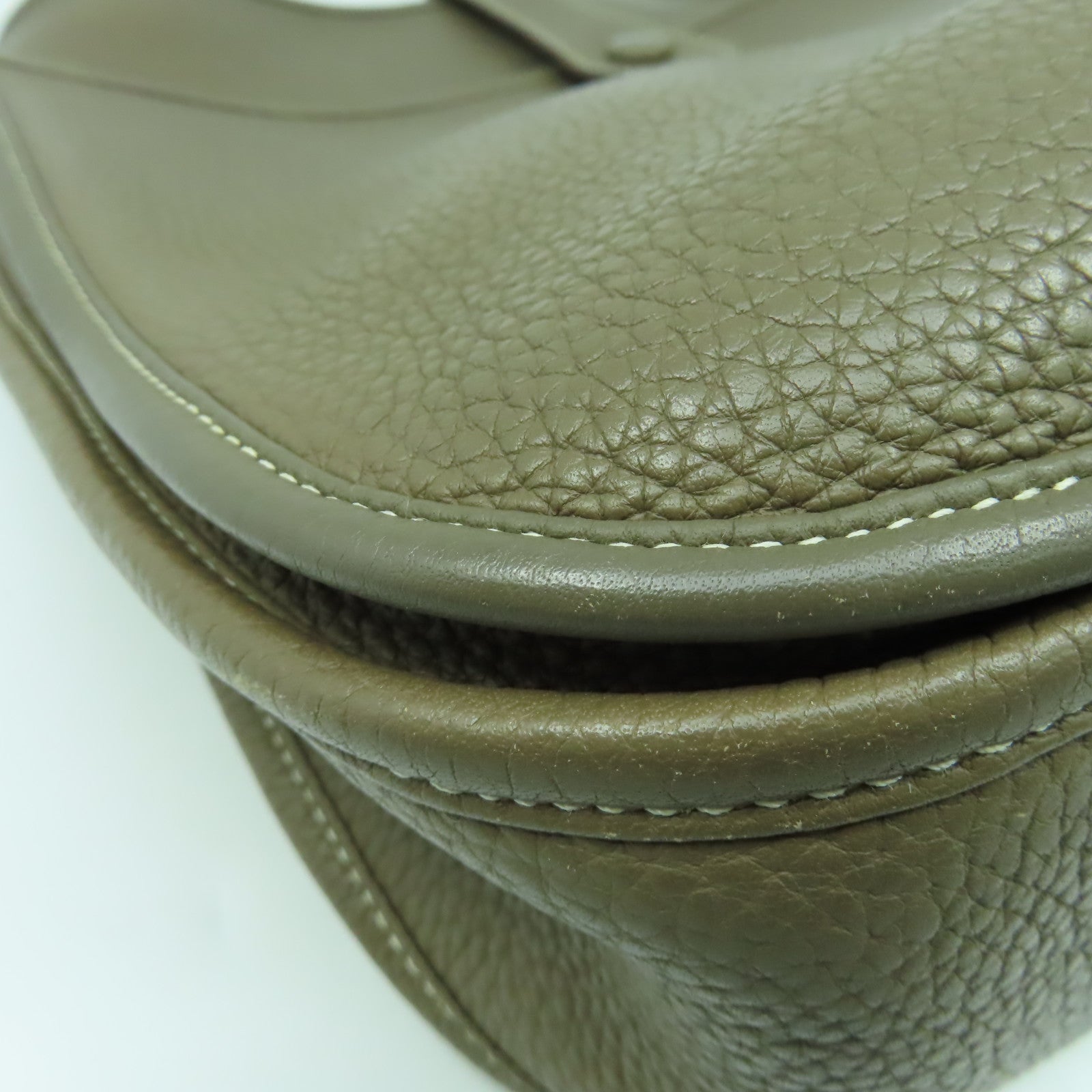 HERMES Clemence皮革Evelyne GM銀扣肩背袋大象灰色