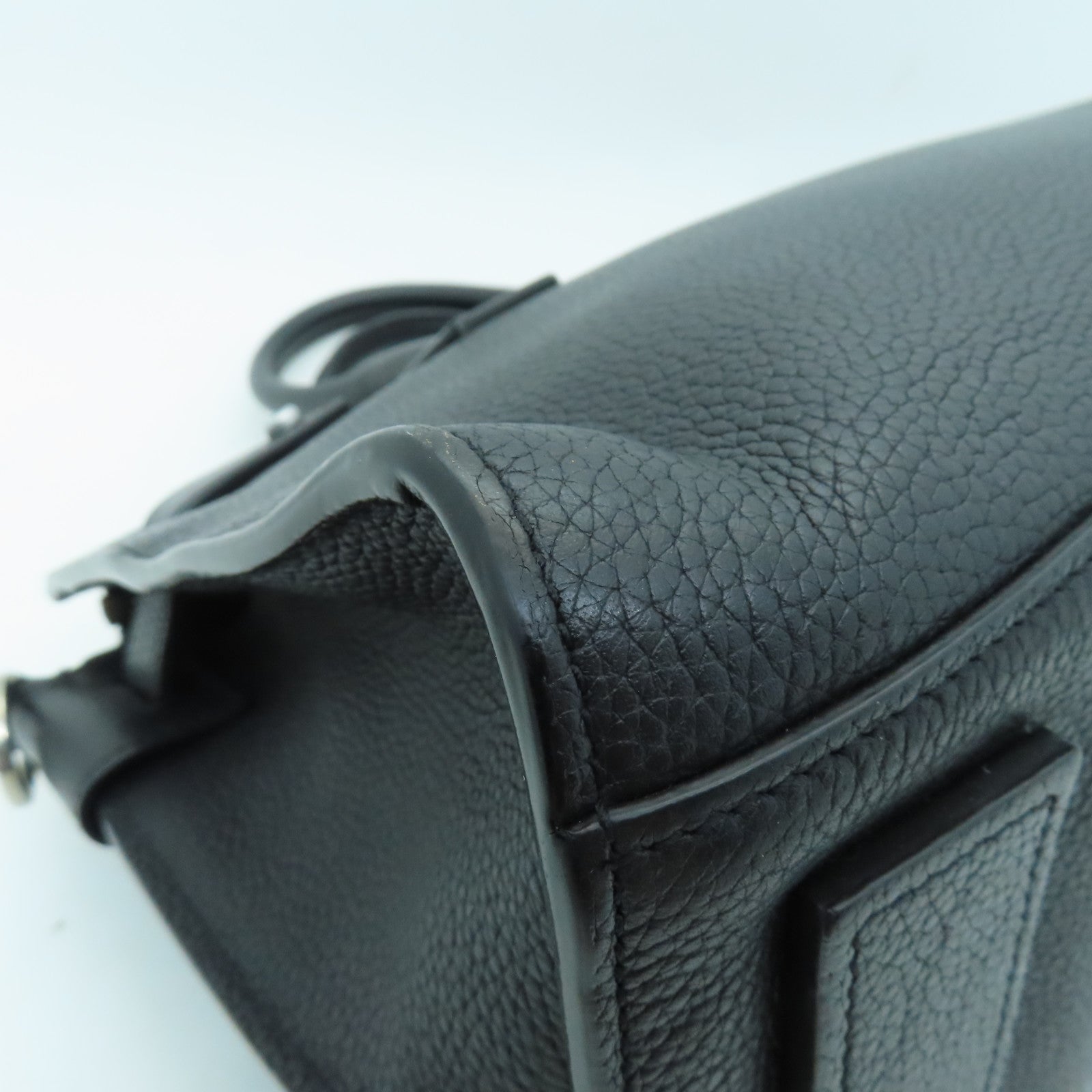 SAINT LAURENT Cowhide Leather 2way Shoulder Bag Silver Buckle Handle Shoulder Bag Black