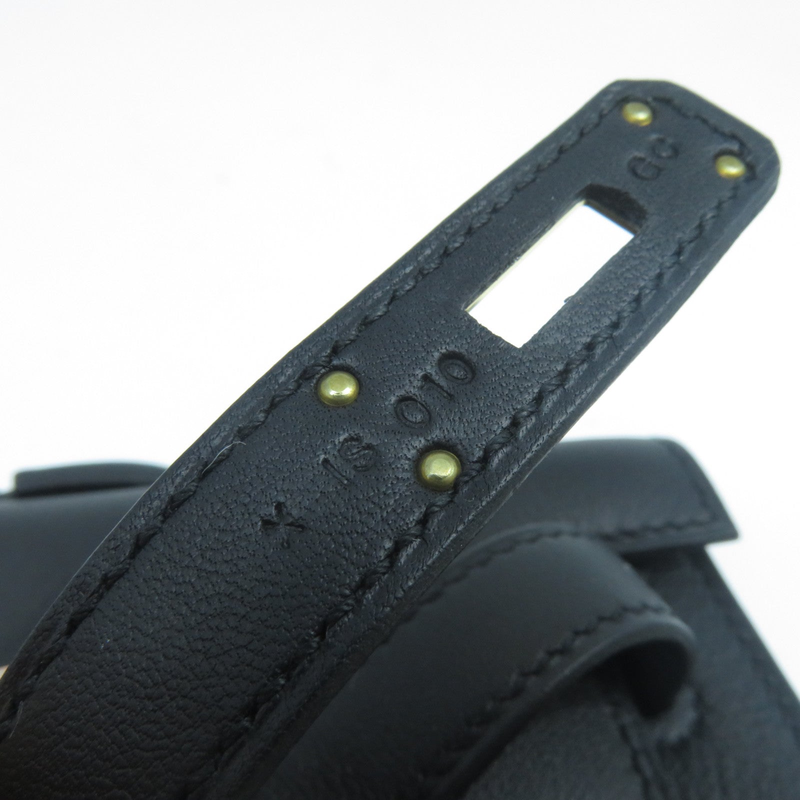 HERMES Swift皮革Kelly Cut金扣手挽袋黑色