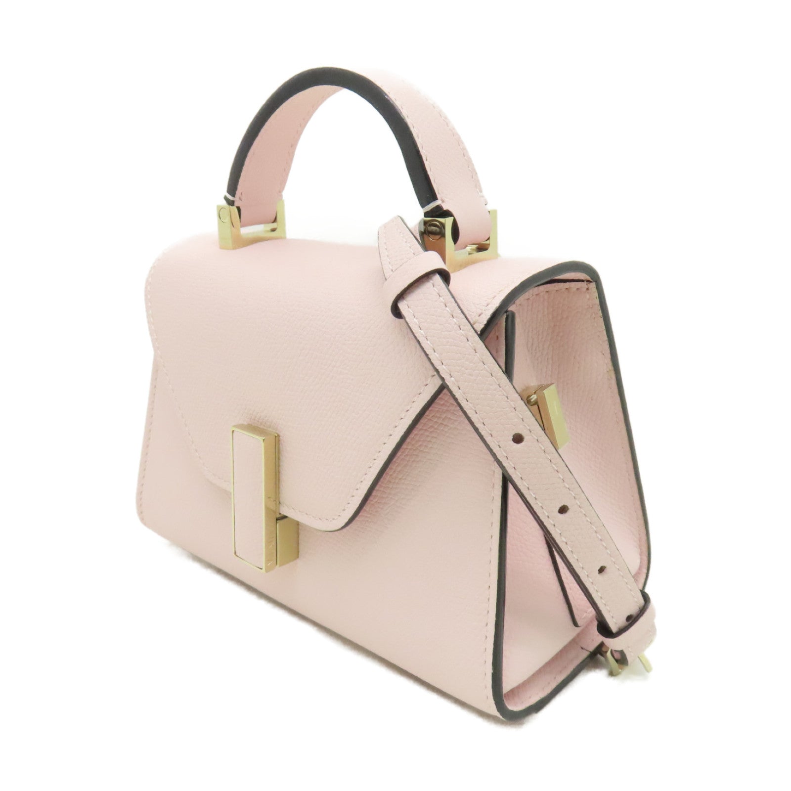 Valextra 牛皮皮革Valextra Iside Crossbody Micro金扣肩背袋粉紅色