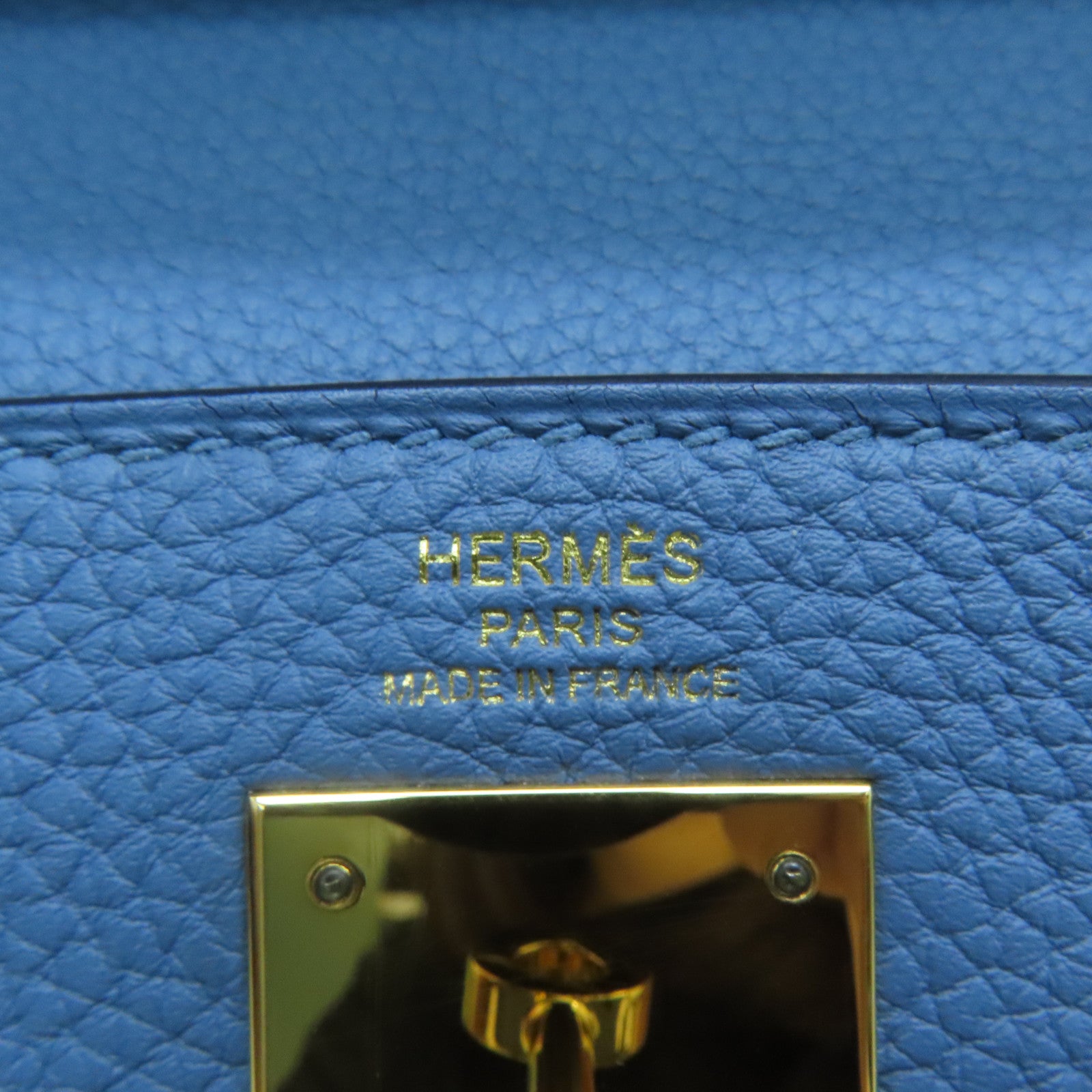 HERMES Togo皮革Kelly 28金扣手挽肩背两用袋蓝色/Blue agate