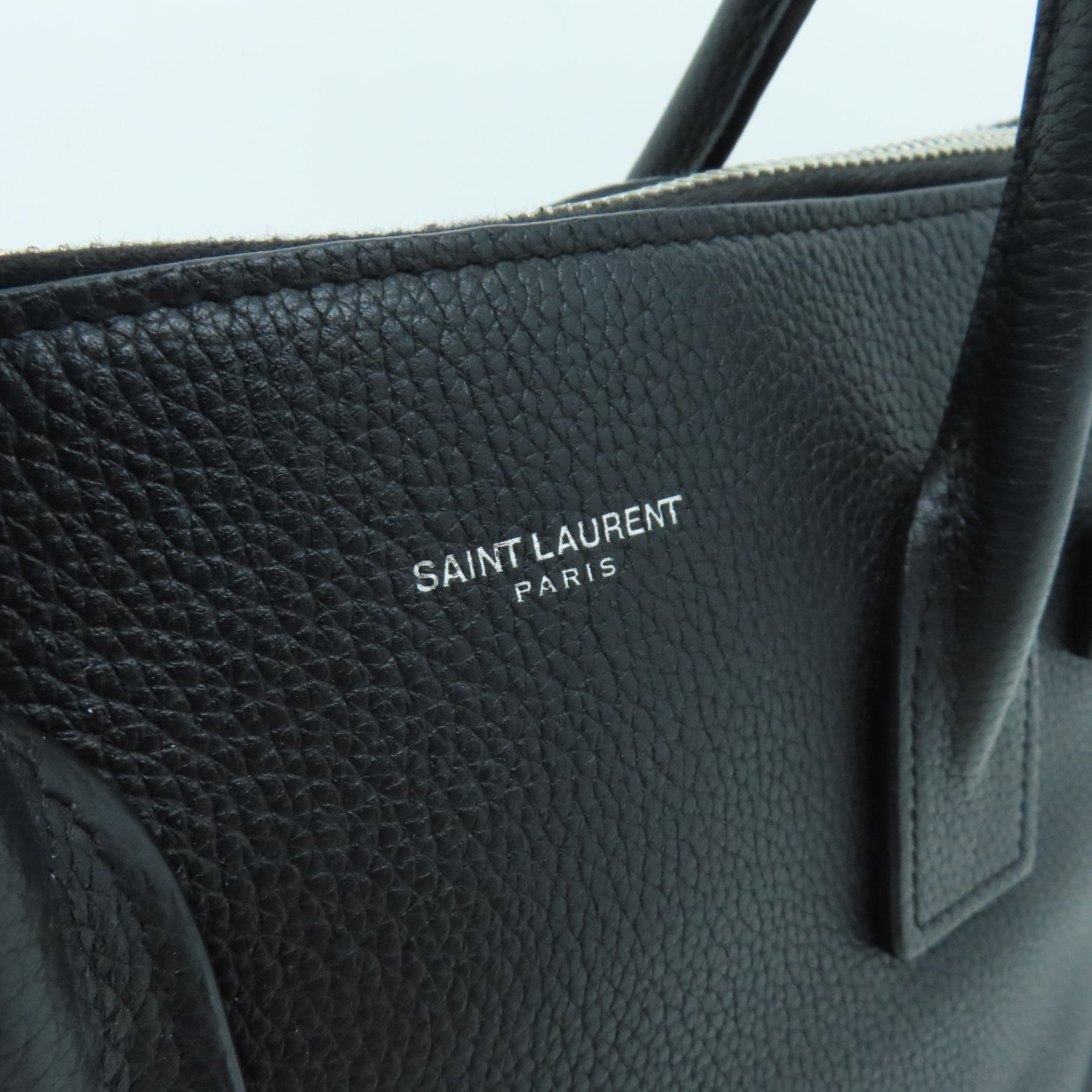 SAINT LAURENT Cowhide Leather 2way Shoulder Bag Silver Buckle Handle Shoulder Bag Black