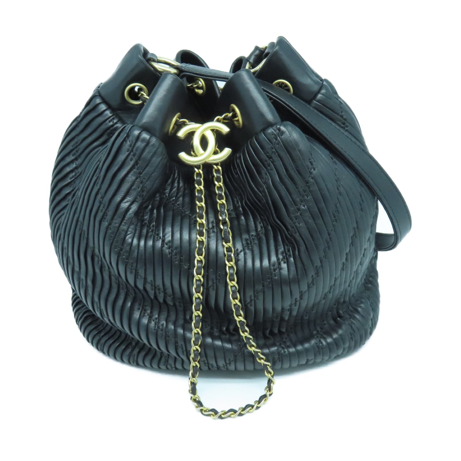 CHANEL 羊皮皮革Shoulder Bag金扣肩背袋黑色