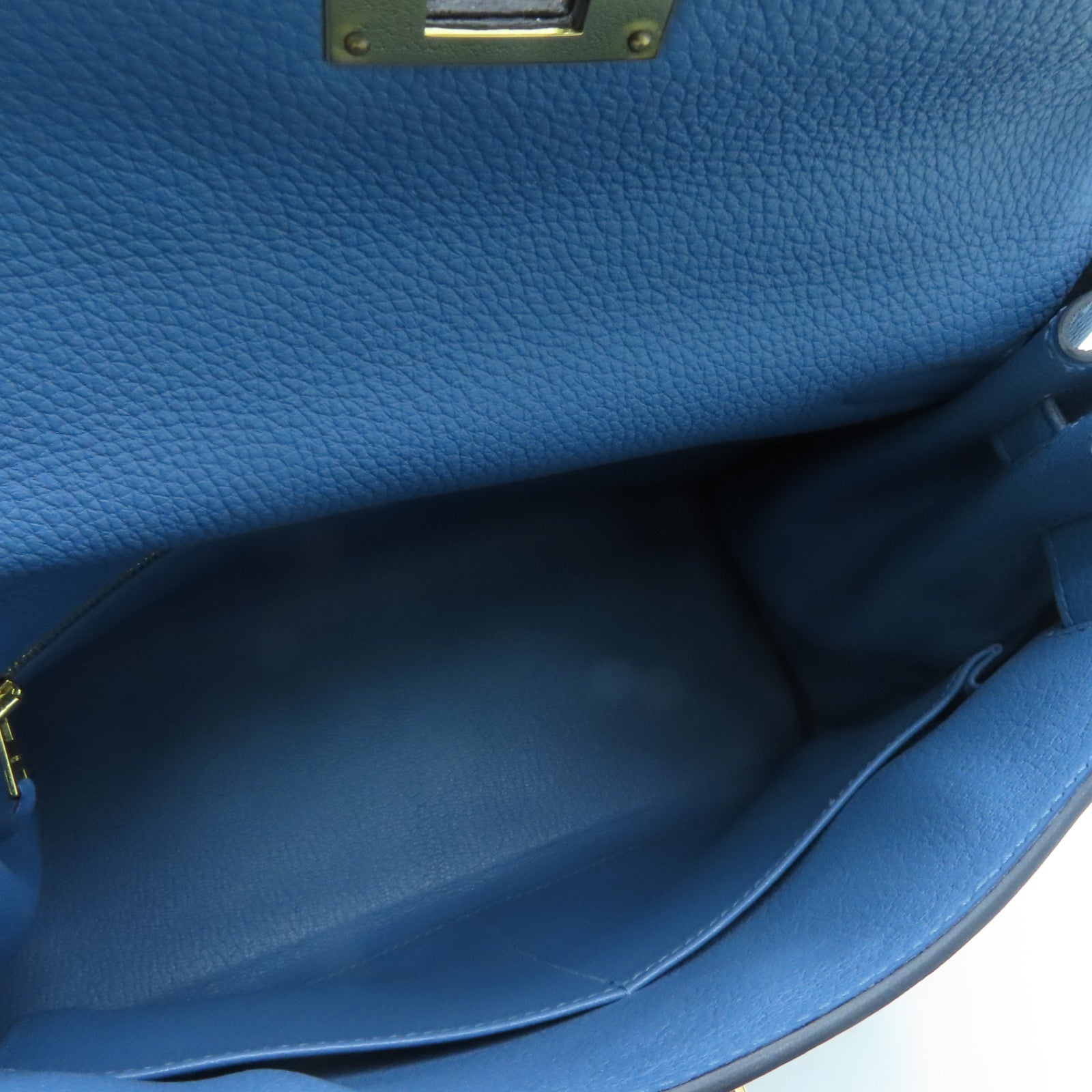HERMES Togo皮革Kelly 28金扣手挽肩背两用袋蓝色/Blue agate