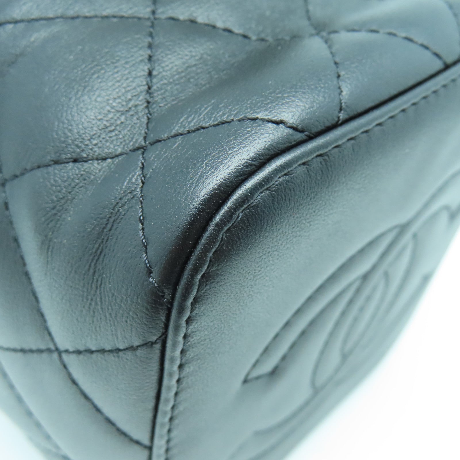 CHANEL 菱格牛皮皮革Chain Shoulder Bag金扣鏈帶肩背袋黑色