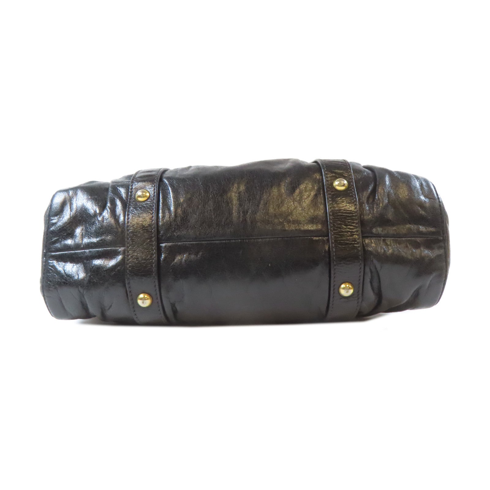 Miu Miu 牛皮皮革2 Way Shoulder金扣手挽肩背兩用袋黑色