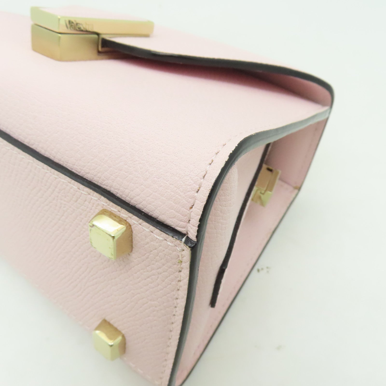 Valextra 牛皮皮革Valextra Iside Crossbody Micro金扣肩背袋粉紅色