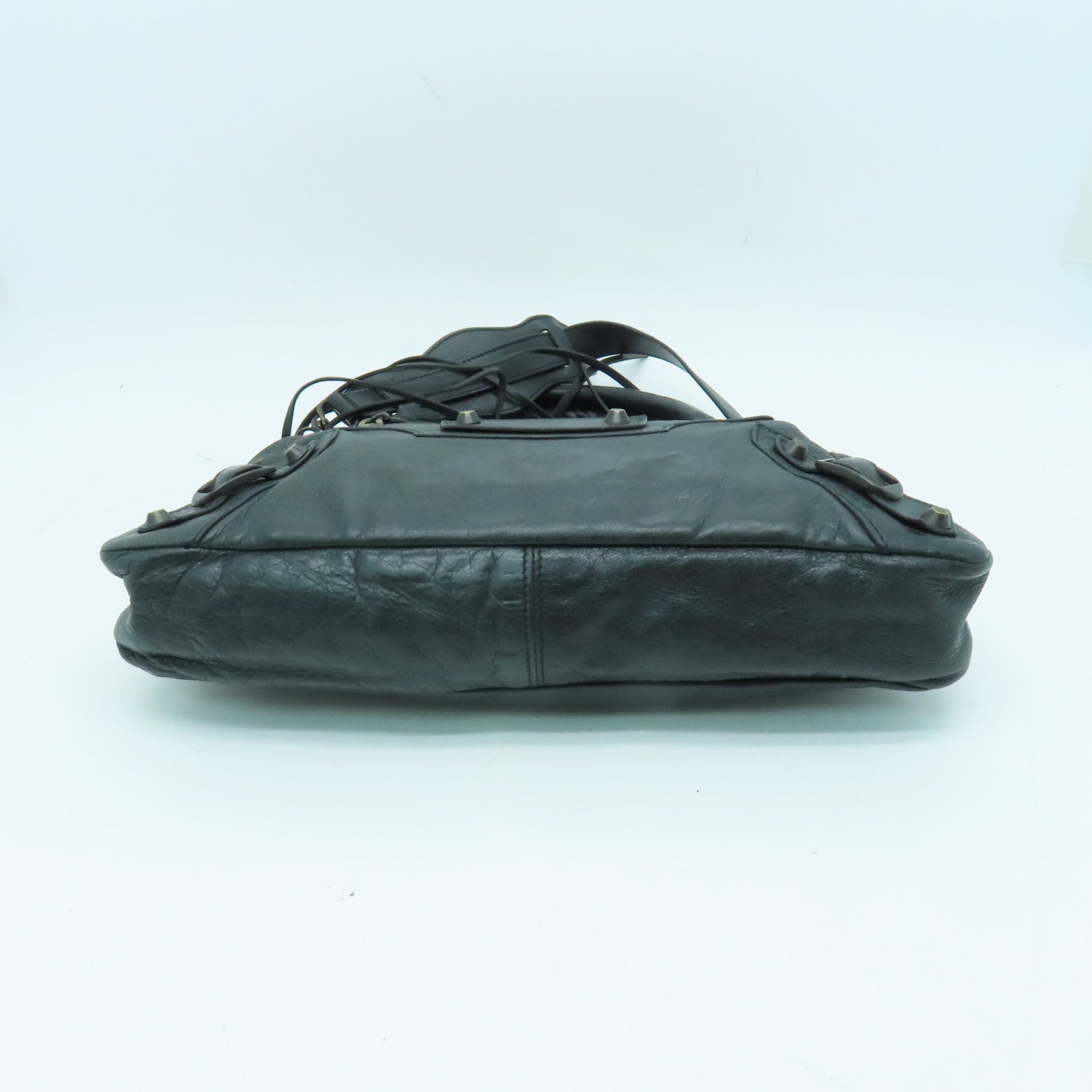 BALENCIAGA 牛皮皮革City Bag金扣手挽肩背兩用袋灰色