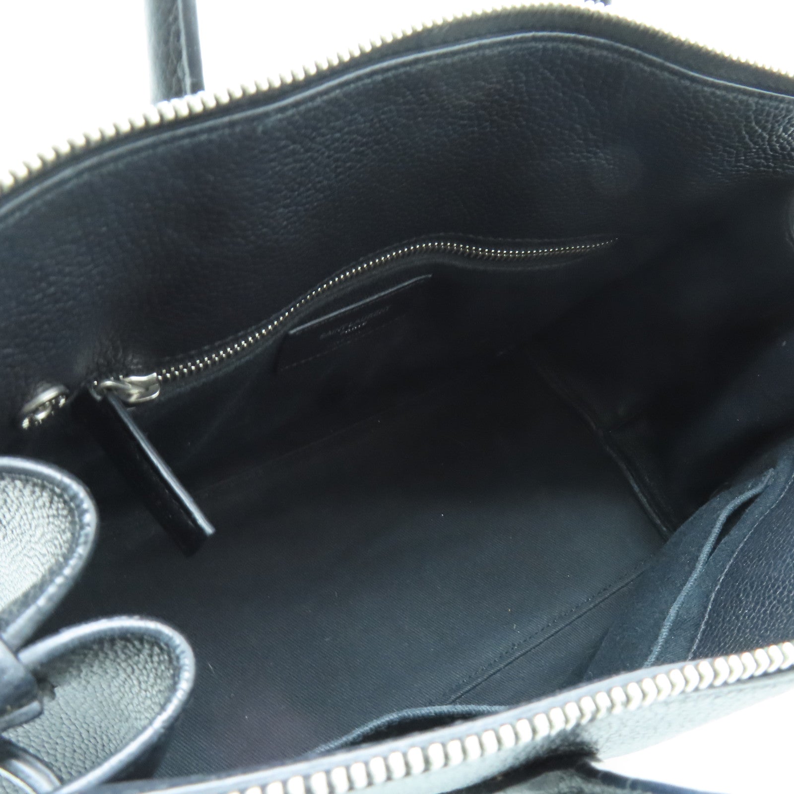 SAINT LAURENT Cowhide Leather 2way Shoulder Bag Silver Buckle Handle Shoulder Bag Black