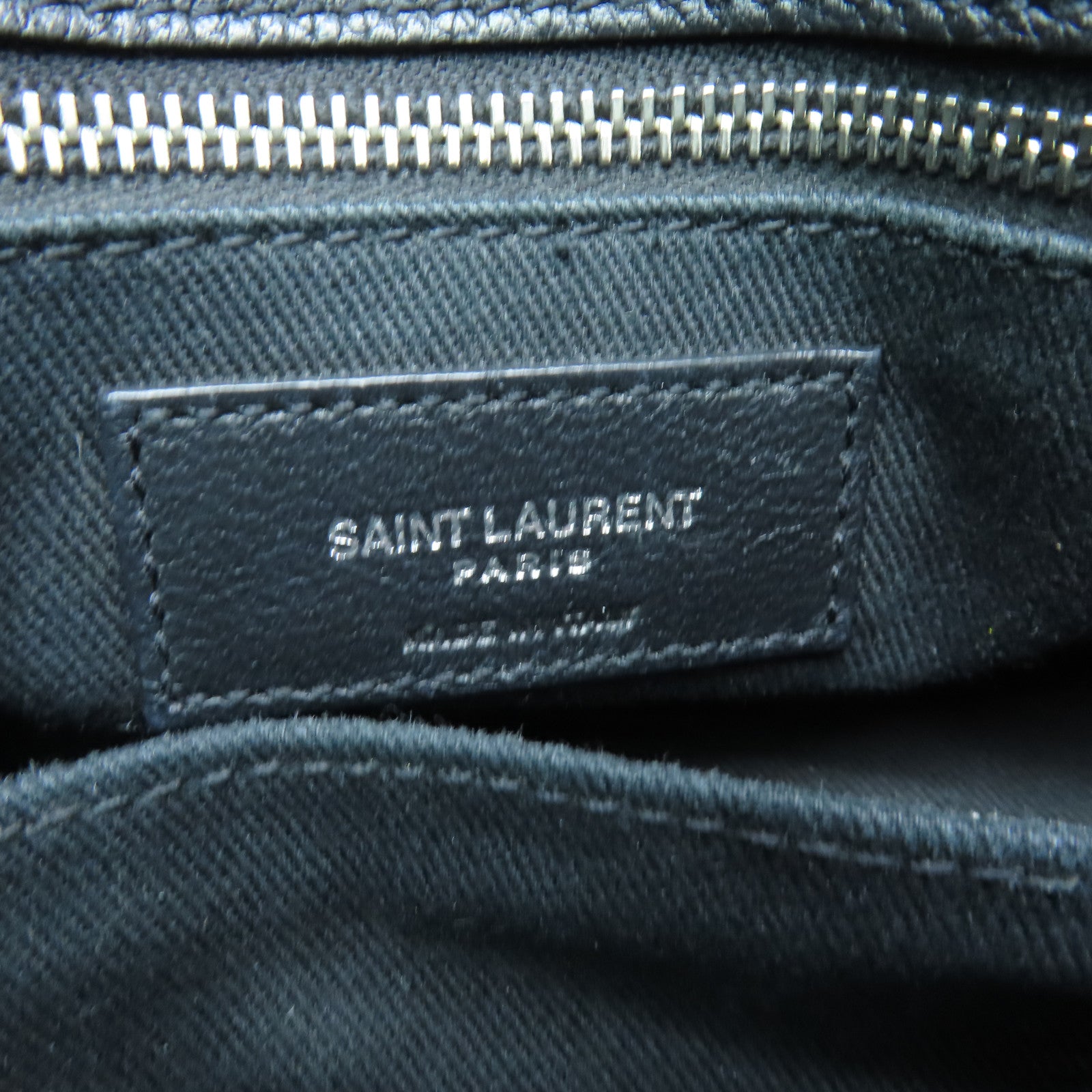 SAINT LAURENT Cowhide Leather 2way Shoulder Bag Silver Buckle Handle Shoulder Bag Black
