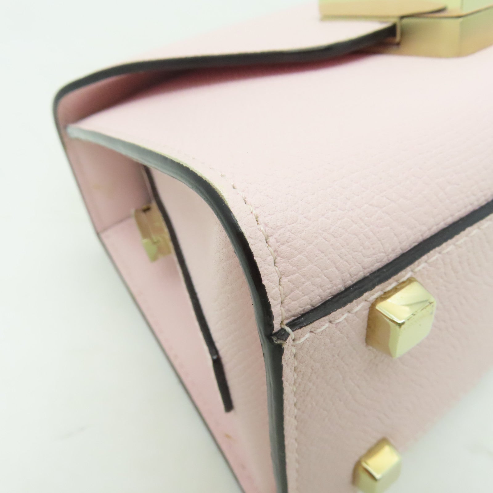 Valextra 牛皮皮革Valextra Iside Crossbody Micro金扣肩背袋粉紅色