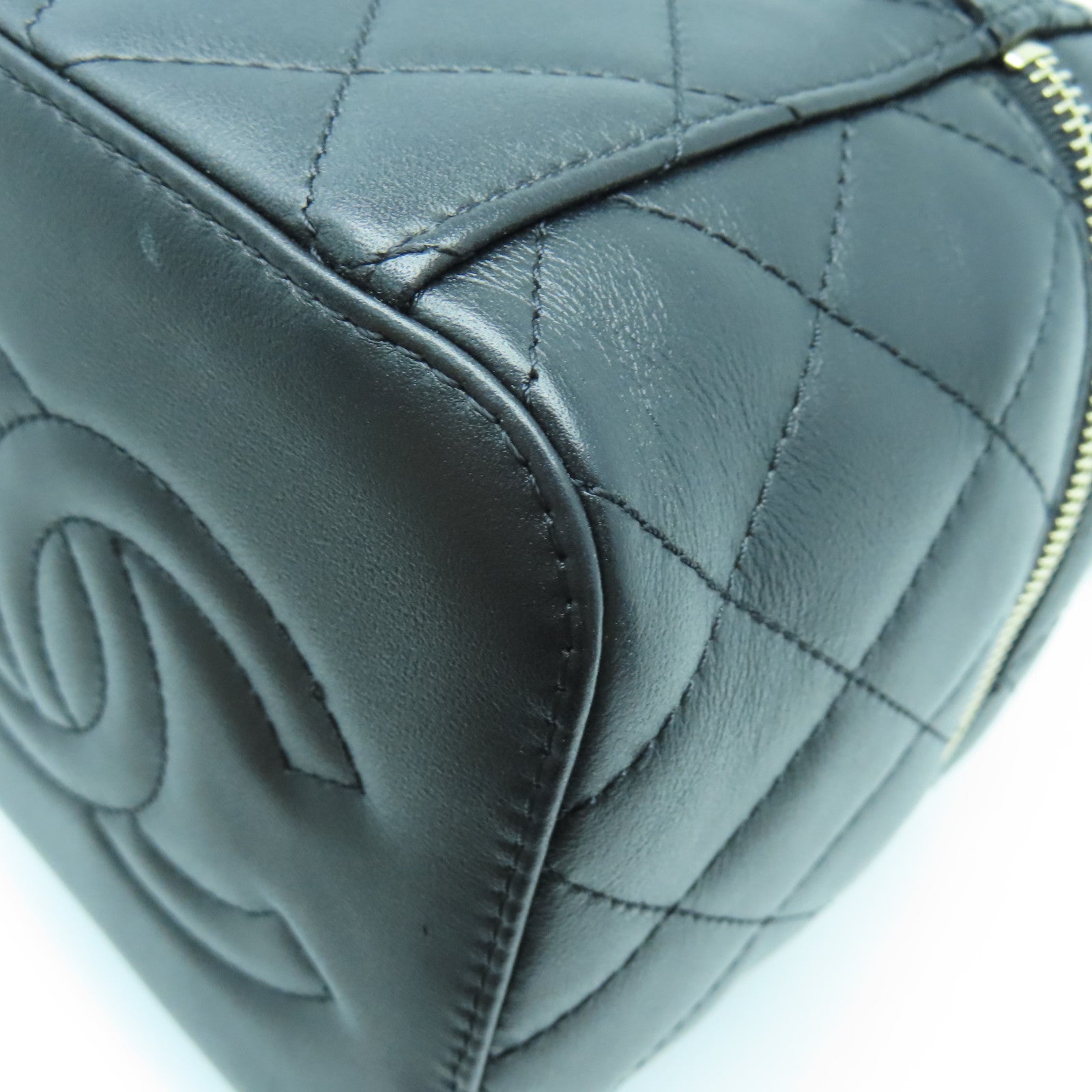 CHANEL 菱格牛皮皮革Chain Shoulder Bag金扣鏈帶肩背袋黑色