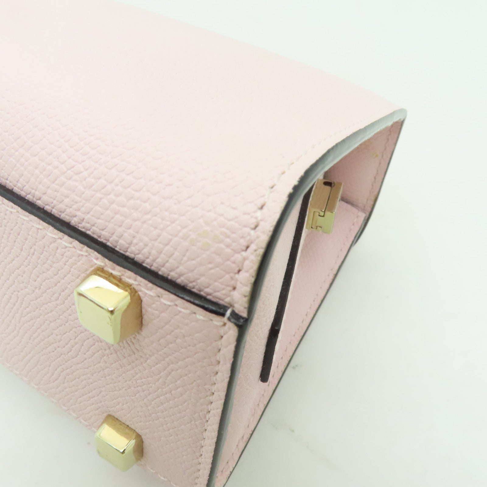 Valextra 牛皮皮革Valextra Iside Crossbody Micro金扣肩背袋粉紅色
