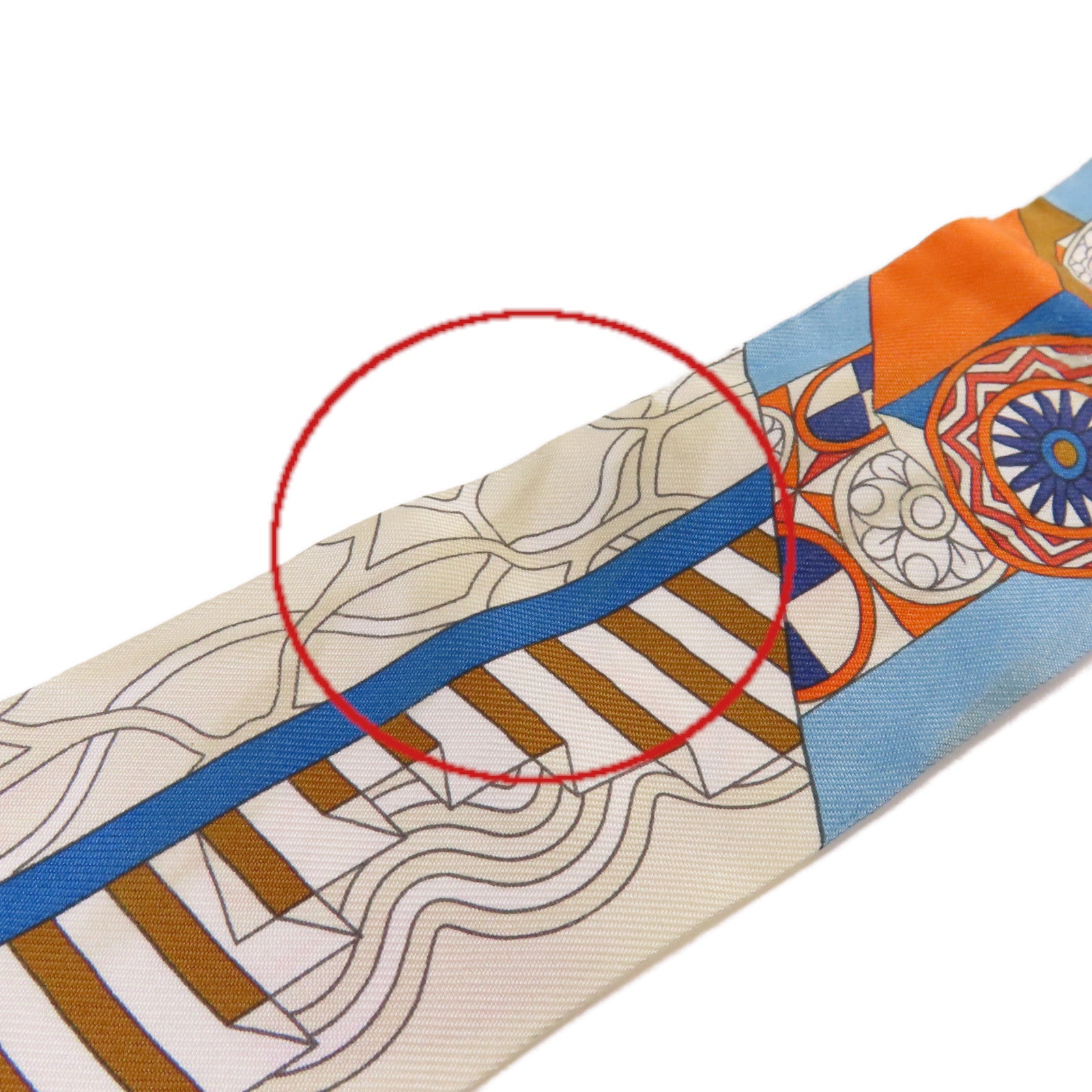 HERMES 絲質Twilly Scarf絲巾藍色/橙色/杏色/彩色
