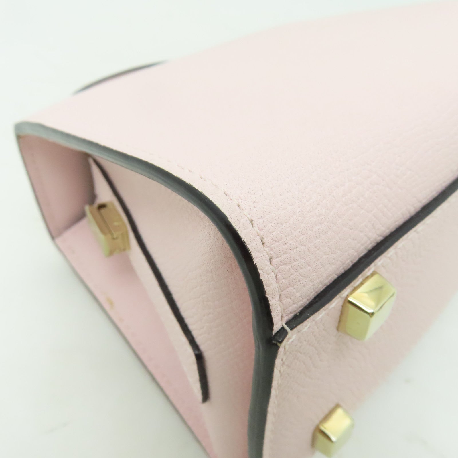 Valextra 牛皮皮革Valextra Iside Crossbody Micro金扣肩背袋粉紅色