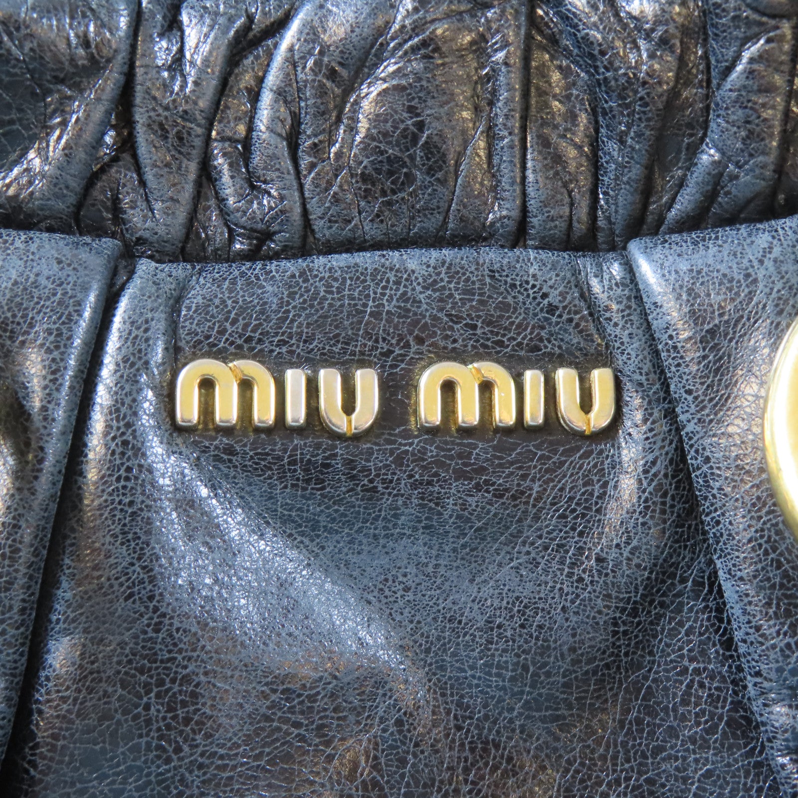 Miu Miu 牛皮皮革2 Way Shoulder金扣手挽肩背兩用袋黑色