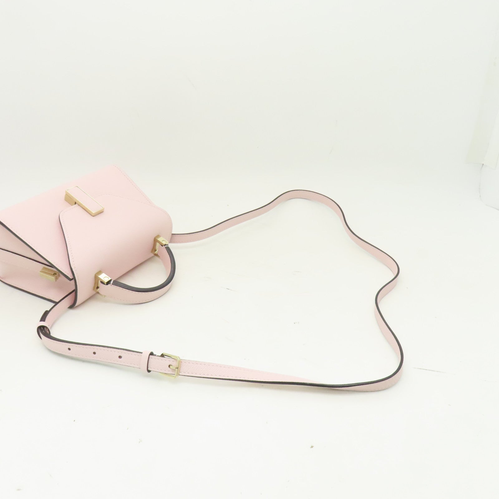 Valextra 牛皮皮革Valextra Iside Crossbody Micro金扣肩背袋粉紅色