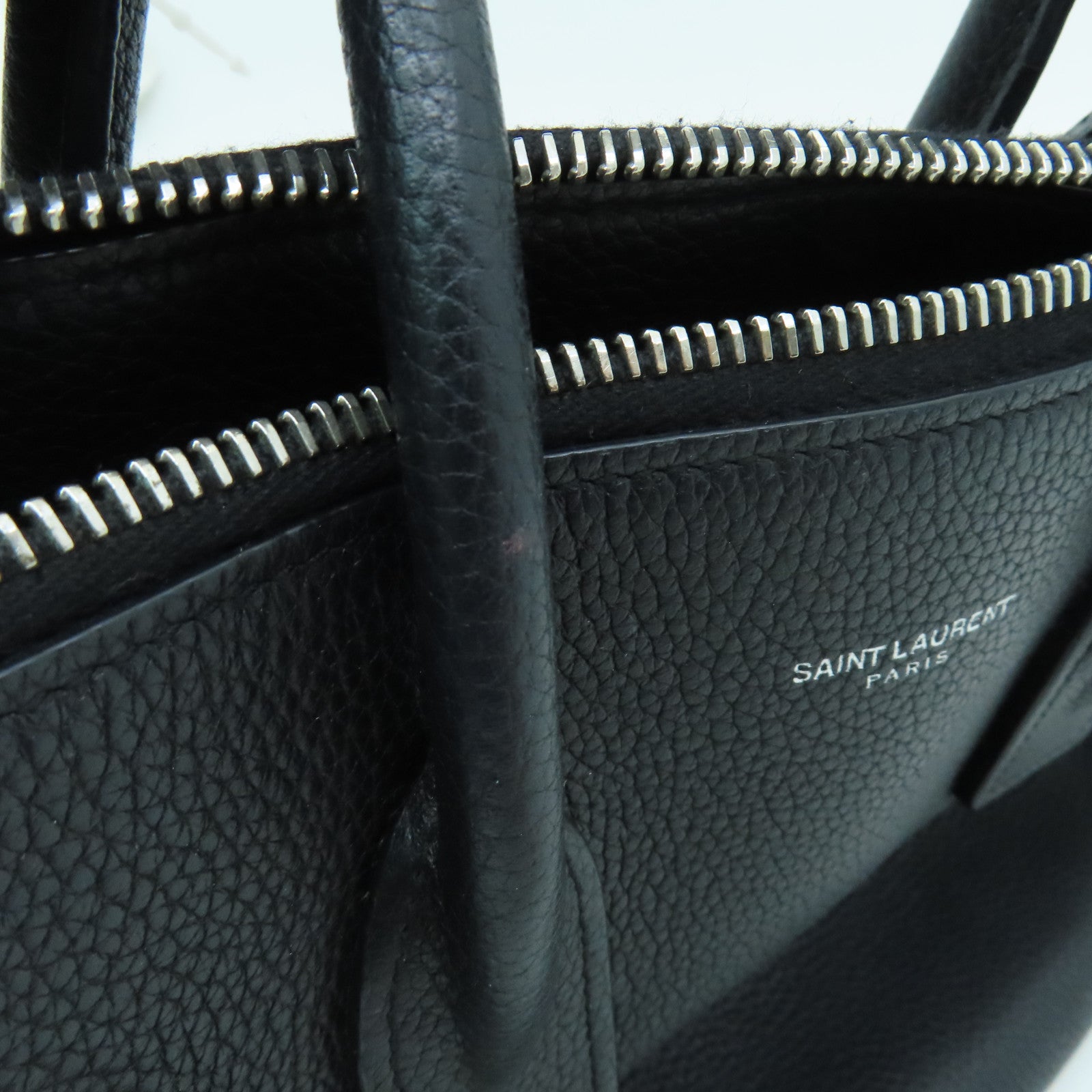 SAINT LAURENT Cowhide Leather 2way Shoulder Bag Silver Buckle Handle Shoulder Bag Black