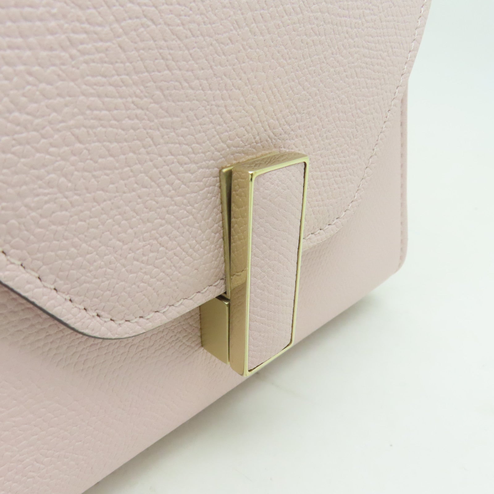 Valextra 牛皮皮革Valextra Iside Crossbody Micro金扣肩背袋粉紅色