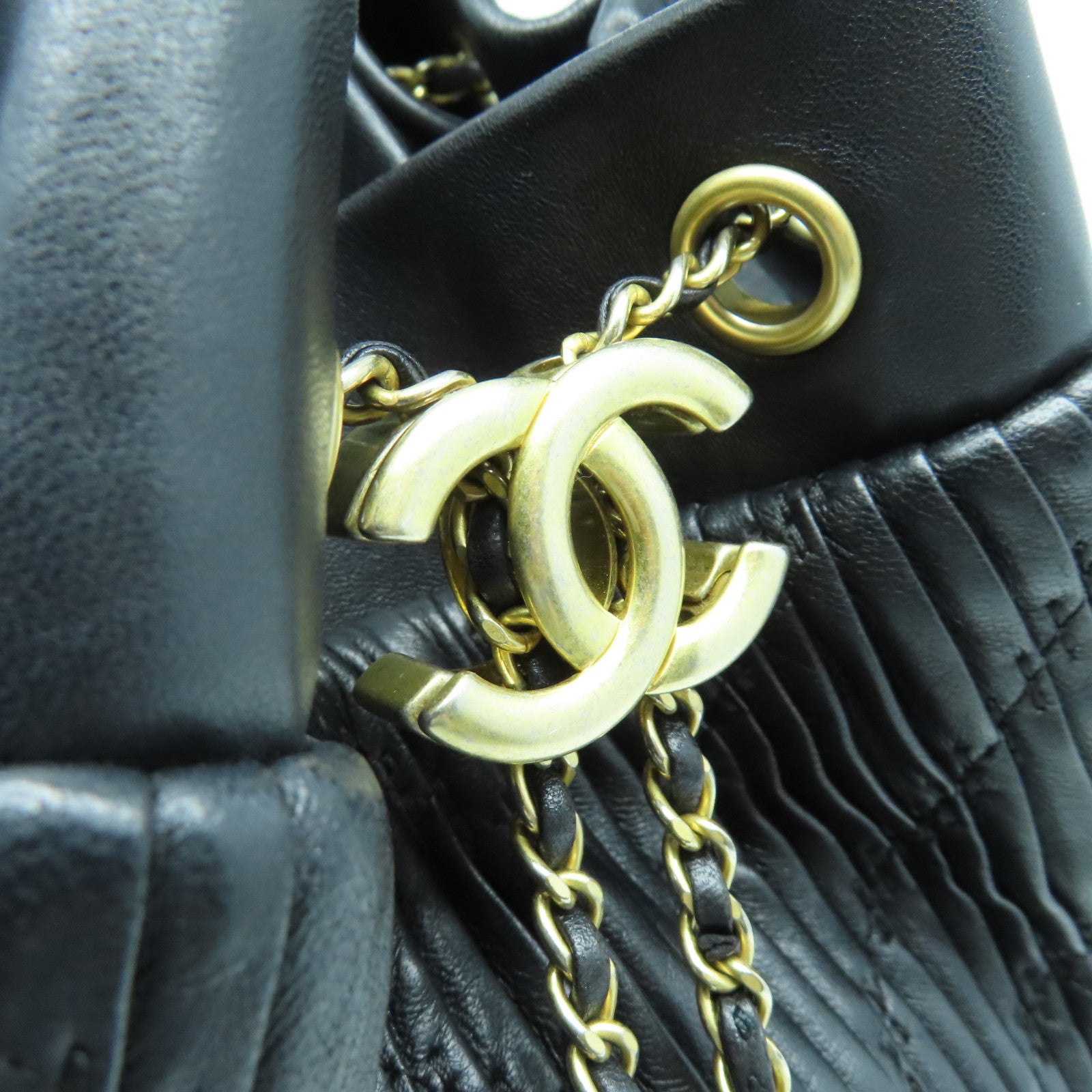 CHANEL 羊皮皮革Shoulder Bag金扣肩背袋黑色