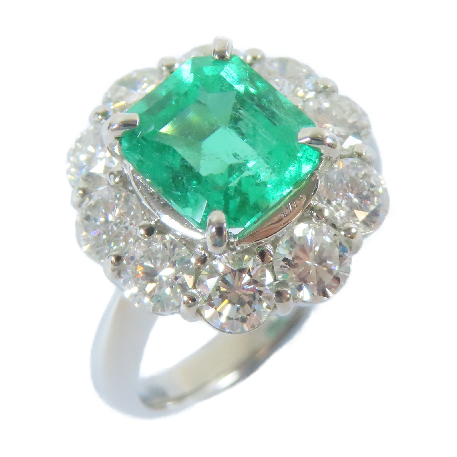 JEWELRY PT鉑金Emerald/Diamond Ring 2.33ct綠寶石/1.84ct鑽石戒指US#6.5