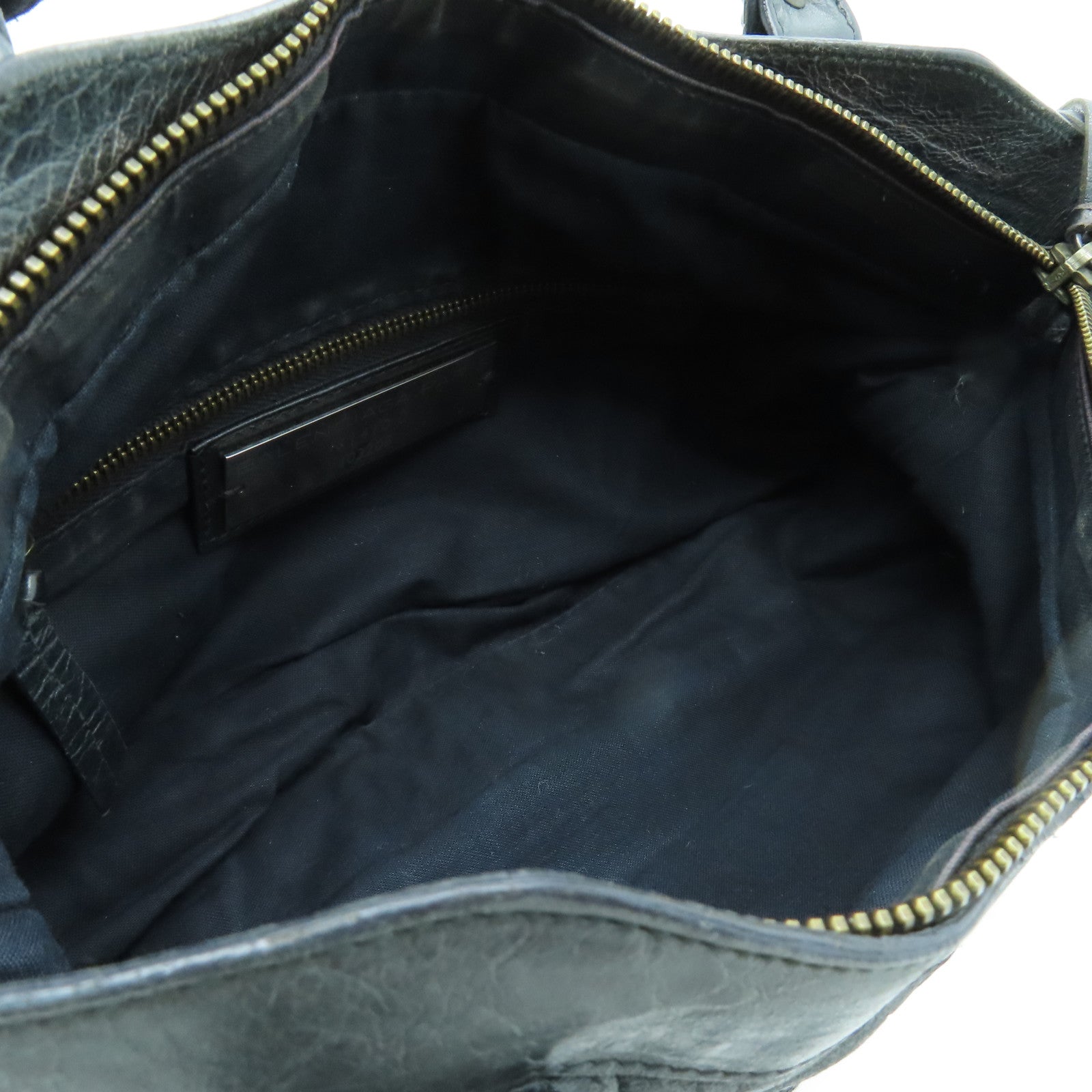 BALENCIAGA 牛皮皮革City Bag金扣手挽肩背兩用袋灰色