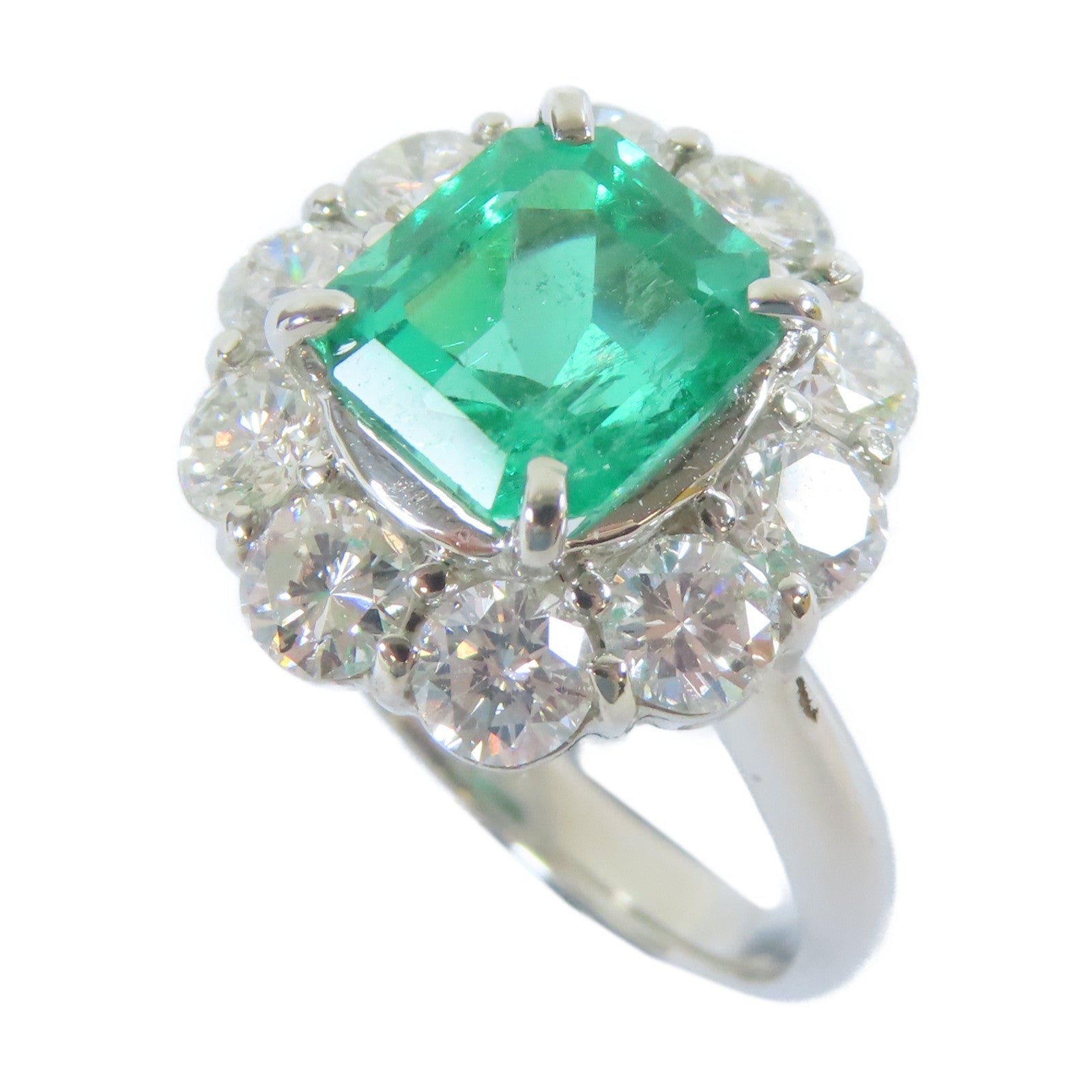 JEWELRY PT鉑金Emerald/Diamond Ring 2.33ct綠寶石/1.84ct鑽石戒指US#6.5